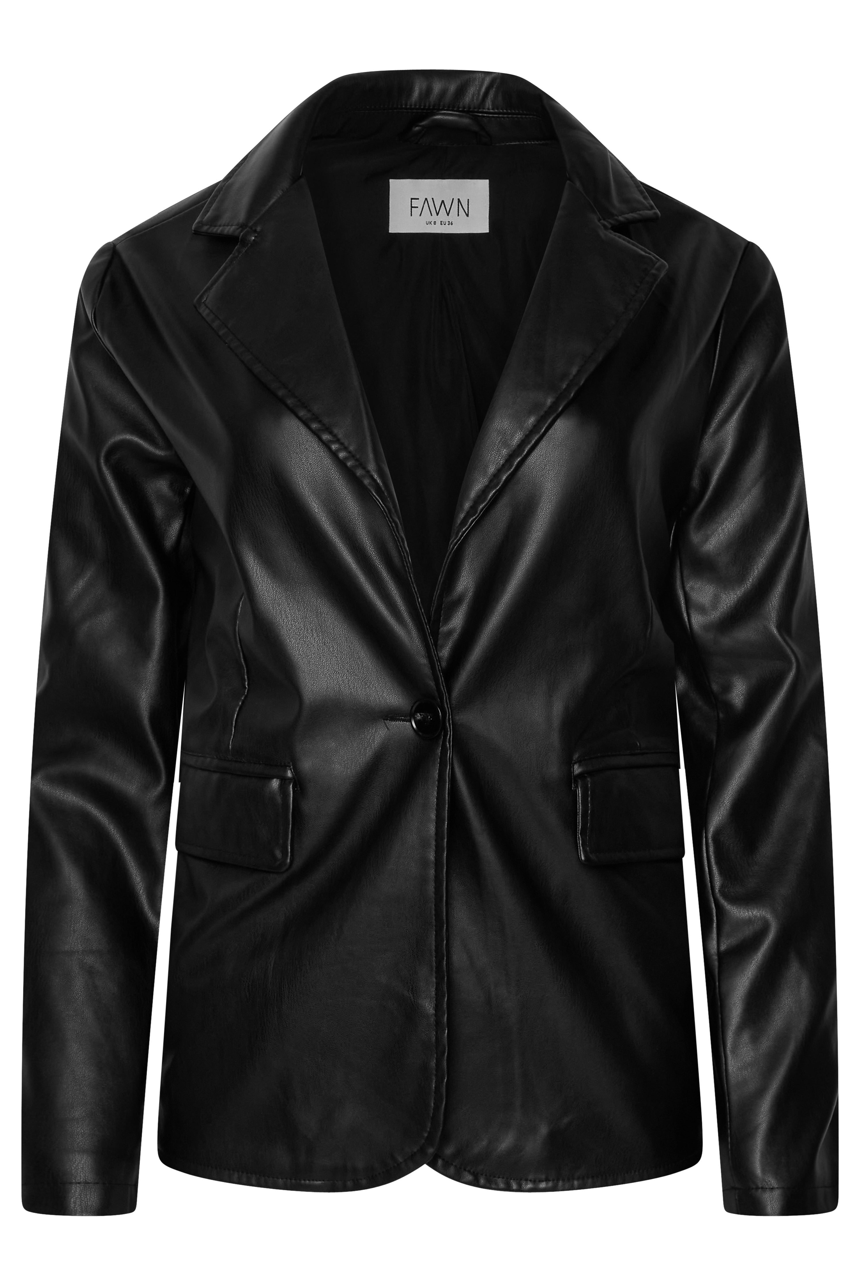 Fawn Nikki Faux Leather Blazer in Black RRP £129