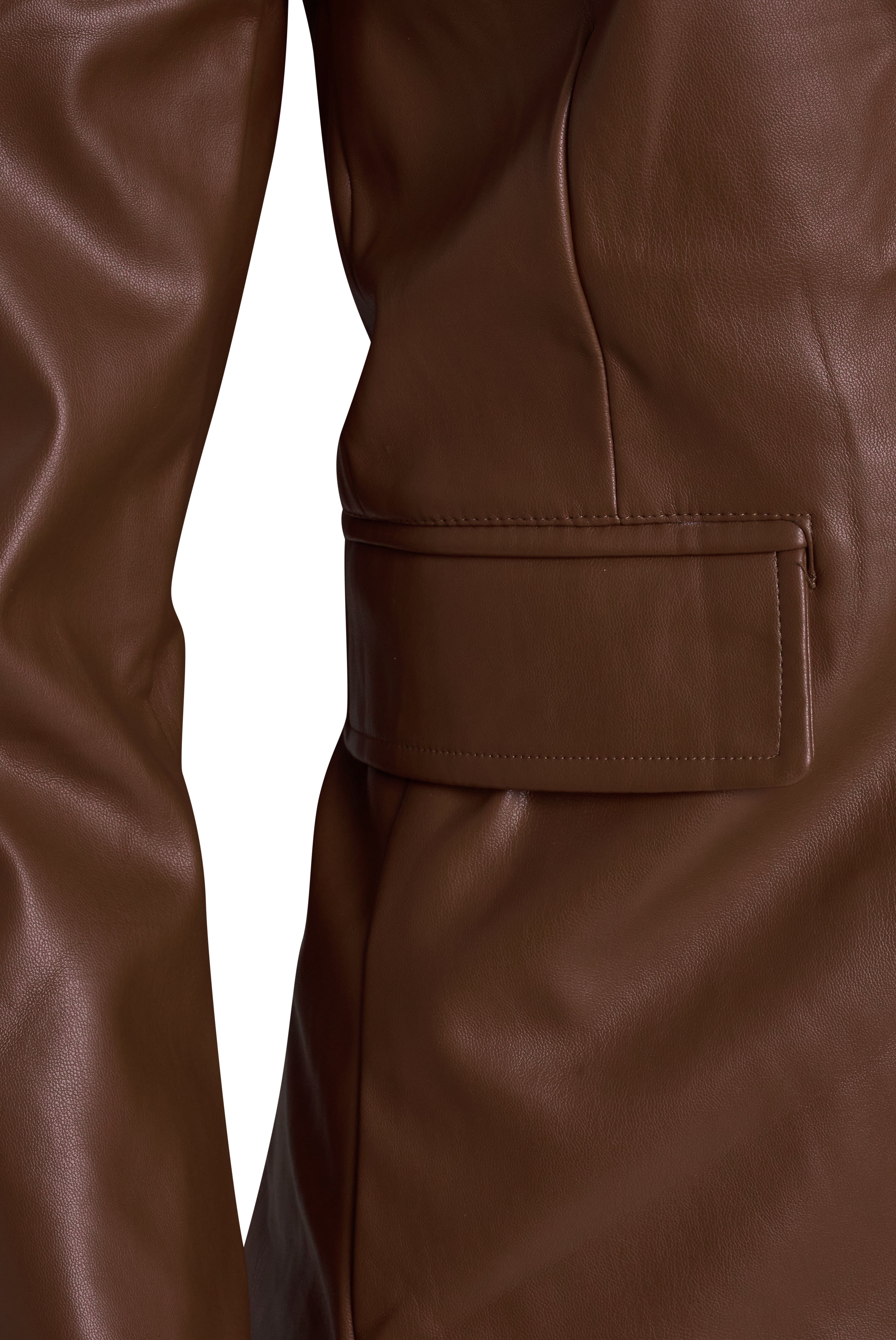 Fawn Nikki Faux Leather Blazer in Brown RRP £129