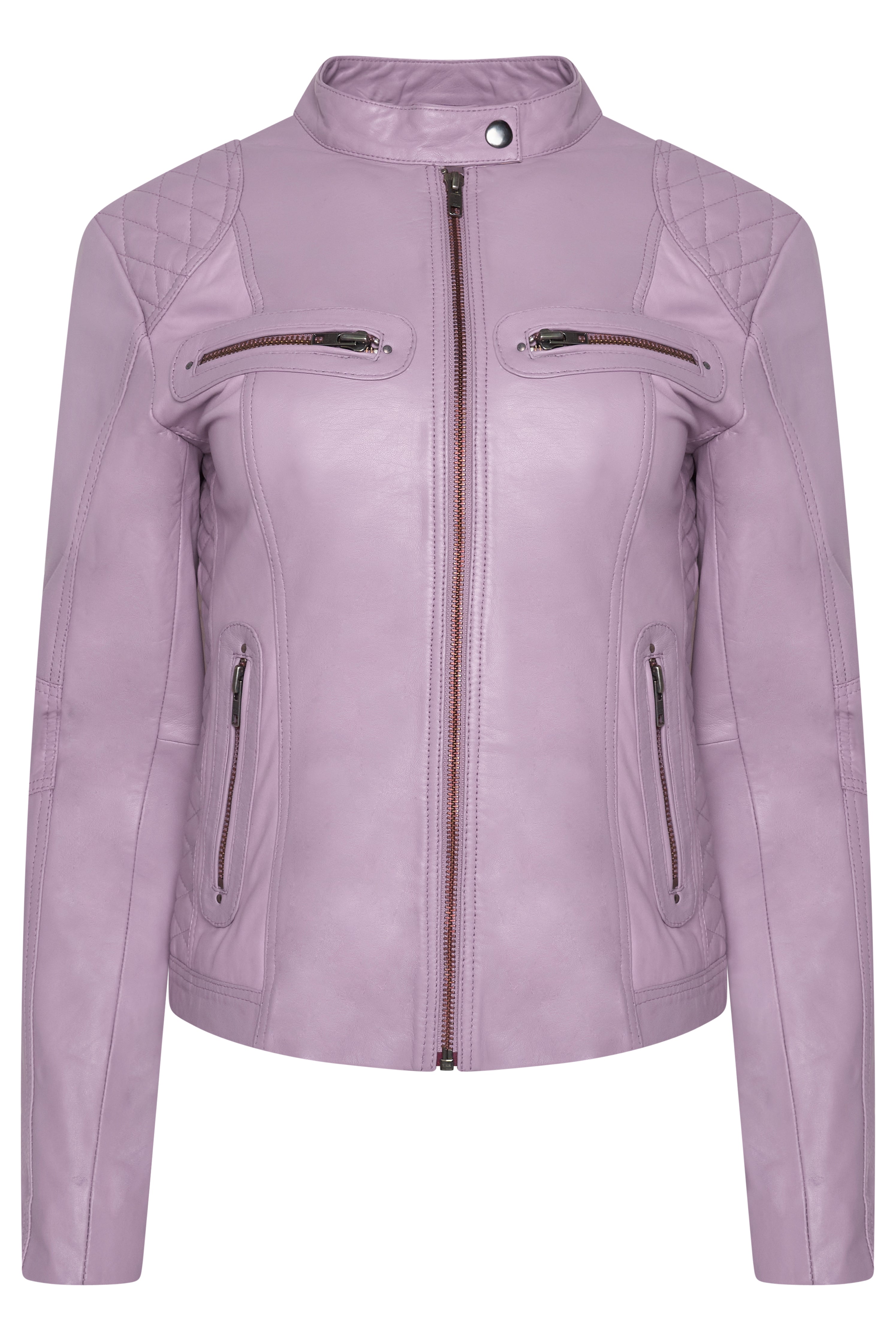 Pelle D’annata Ladies Real Leather Biker Jacket in Dark Lavende RRP £279