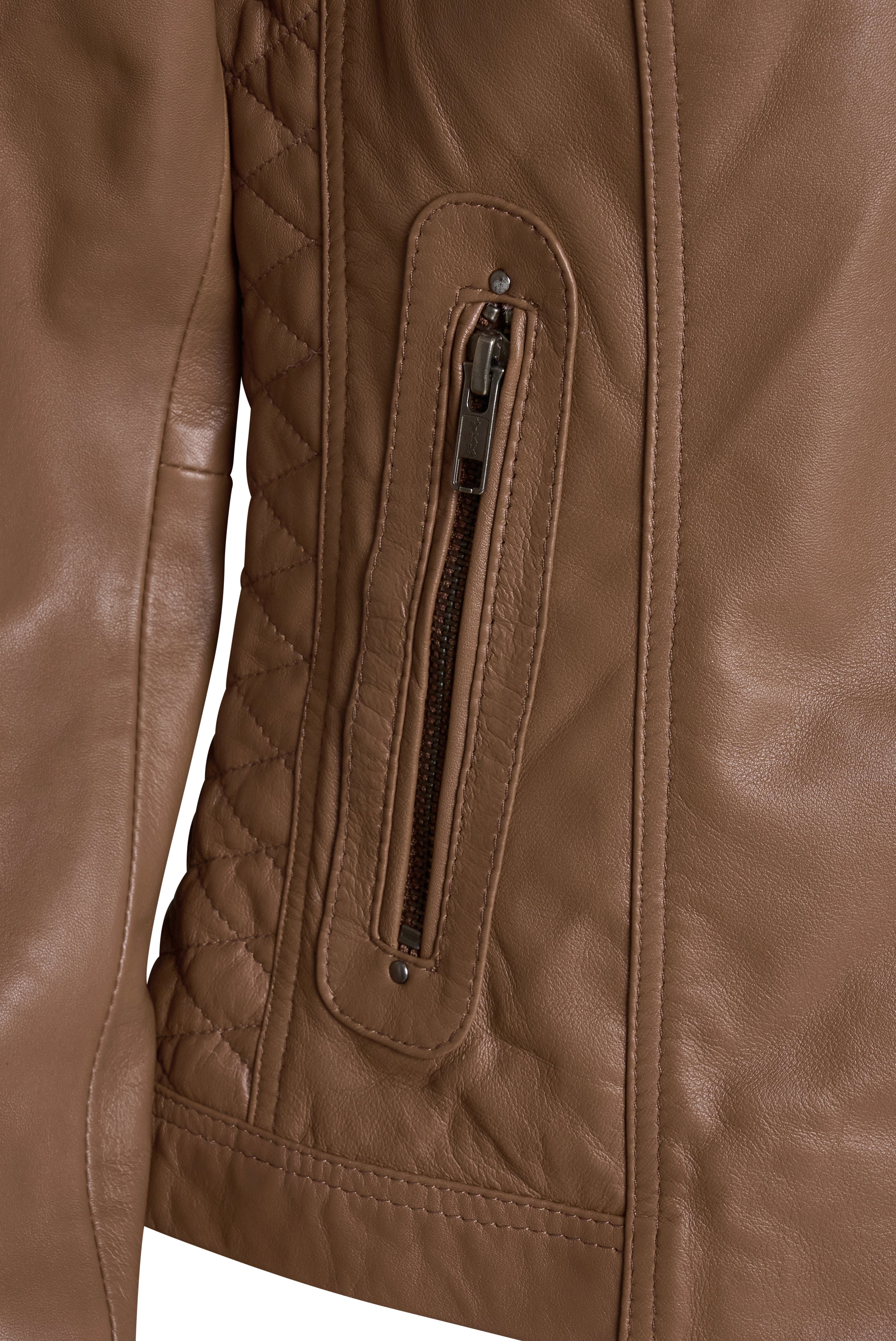 Pelle D’annata Ladies Real Leather Biker Jacket in Tobacco RRP £279