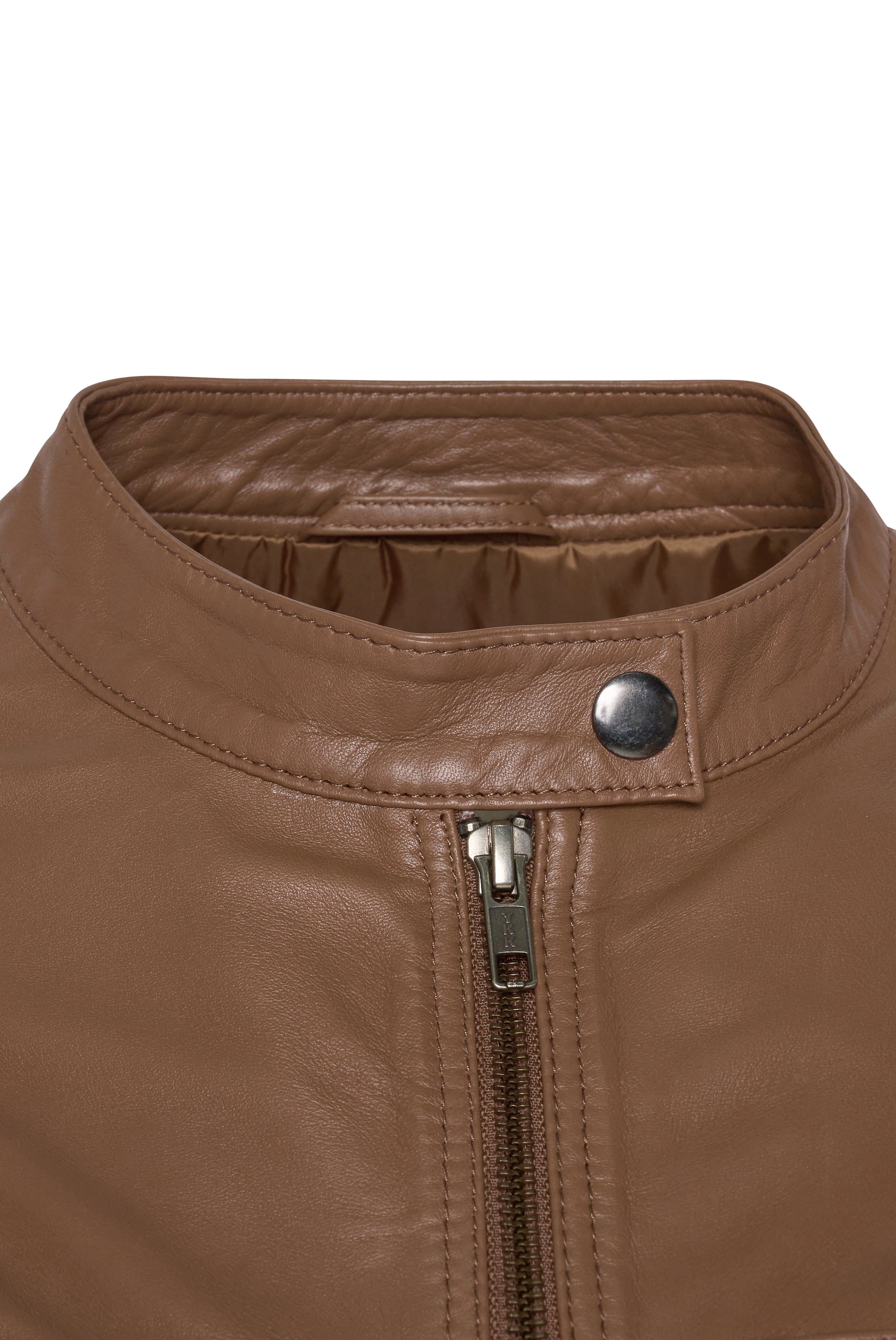 Pelle D’annata Ladies Real Leather Biker Jacket in Tobacco RRP £279