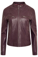 Load image into Gallery viewer, Pelle D’annata Ladies Real Leather Biker Jacket in Dark Purple RRP £279
