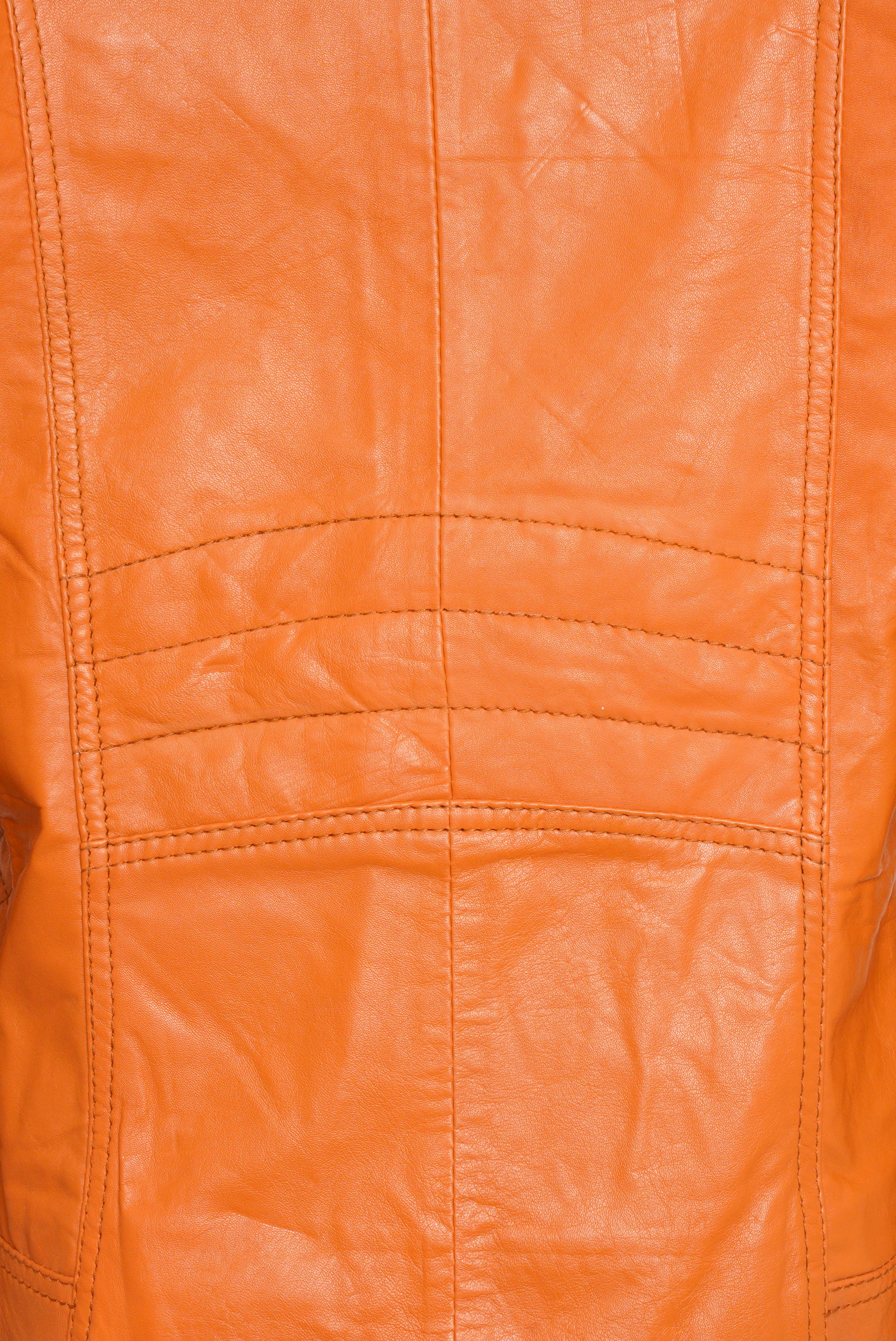 Pelle D’annata Ladies Real Leather Biker Jacket in Light Orange RRP £279