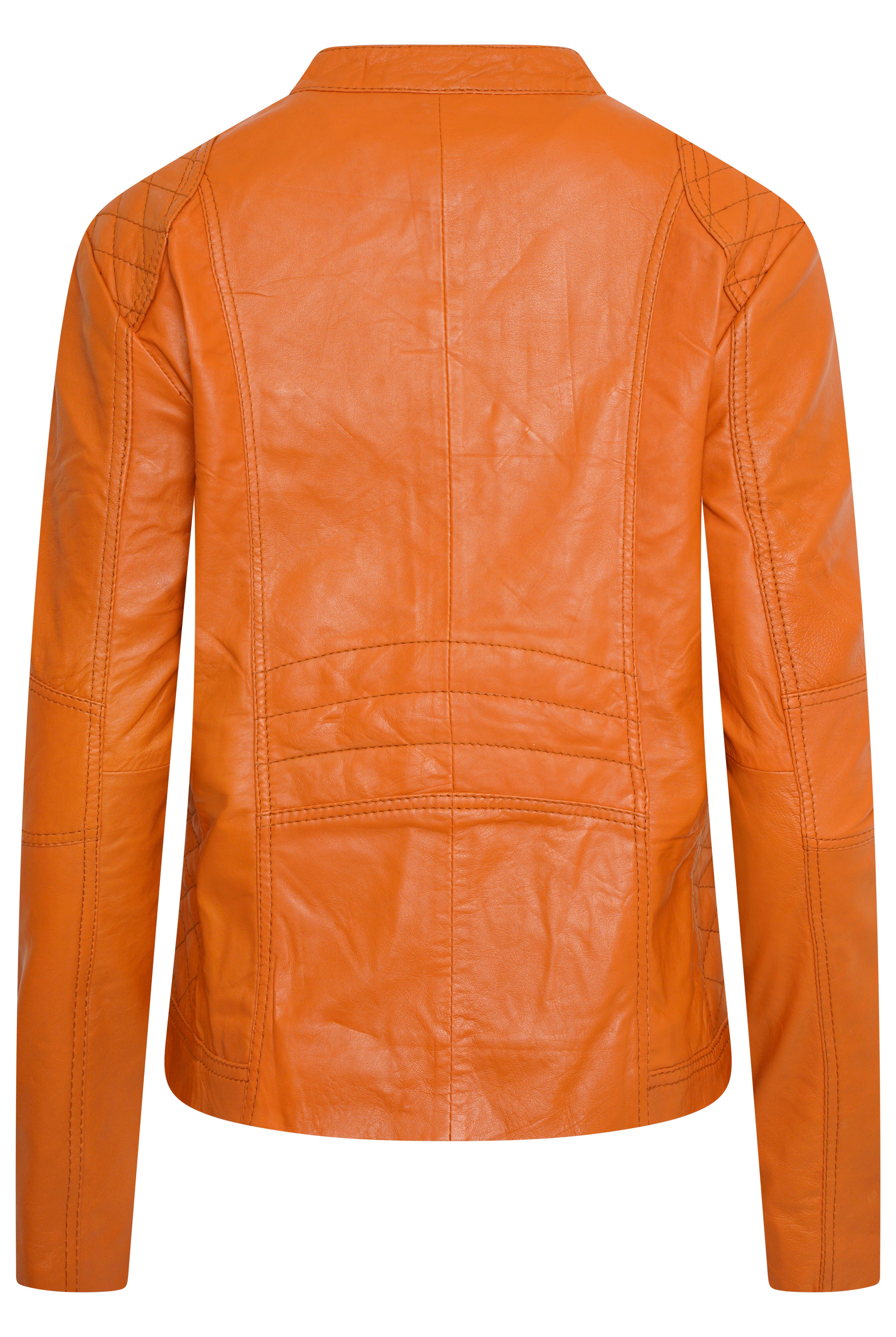 Pelle D’annata Ladies Real Leather Biker Jacket in Light Orange RRP £279