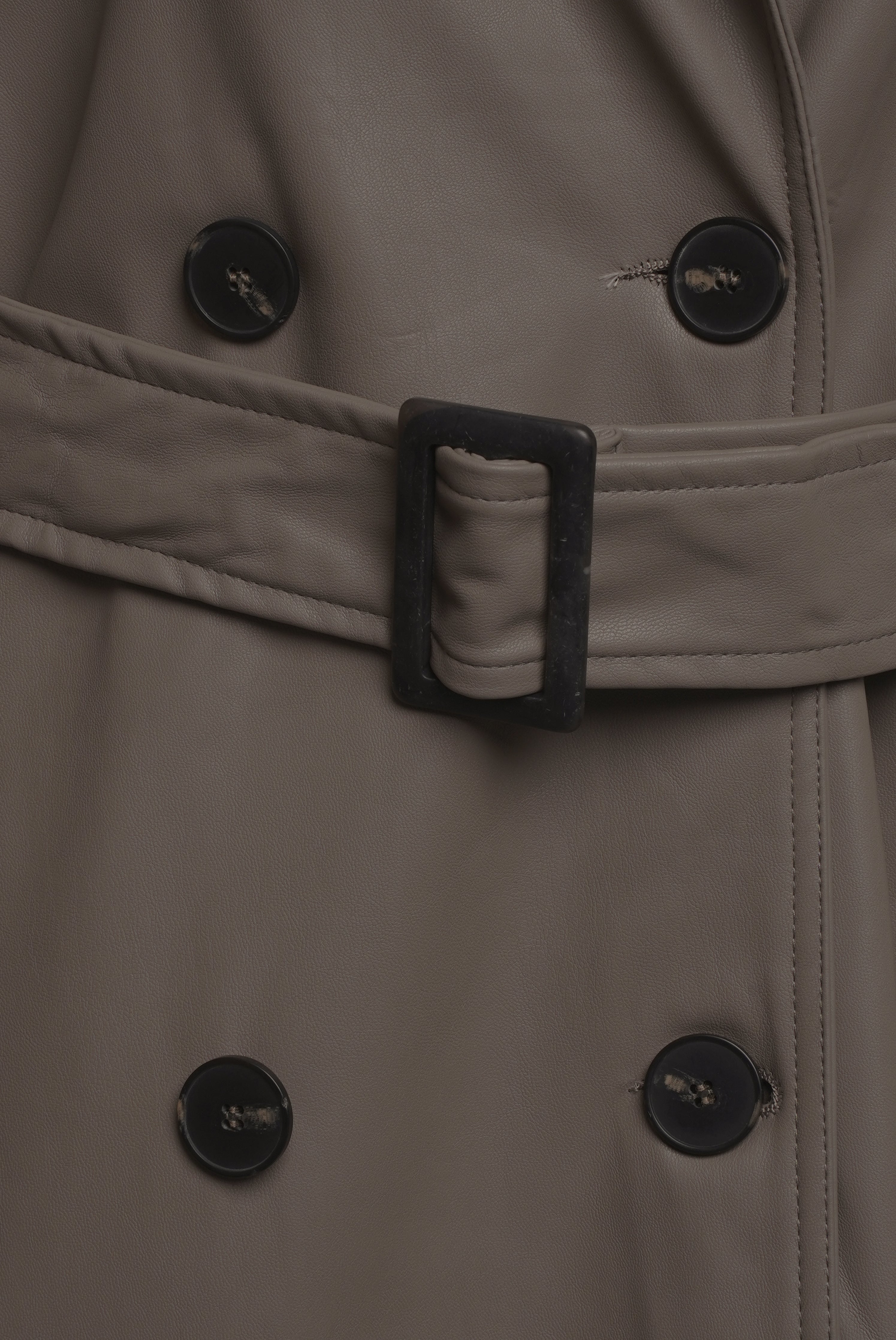 Elle Sophia PU Long Trench Coat in Buff RRP £179