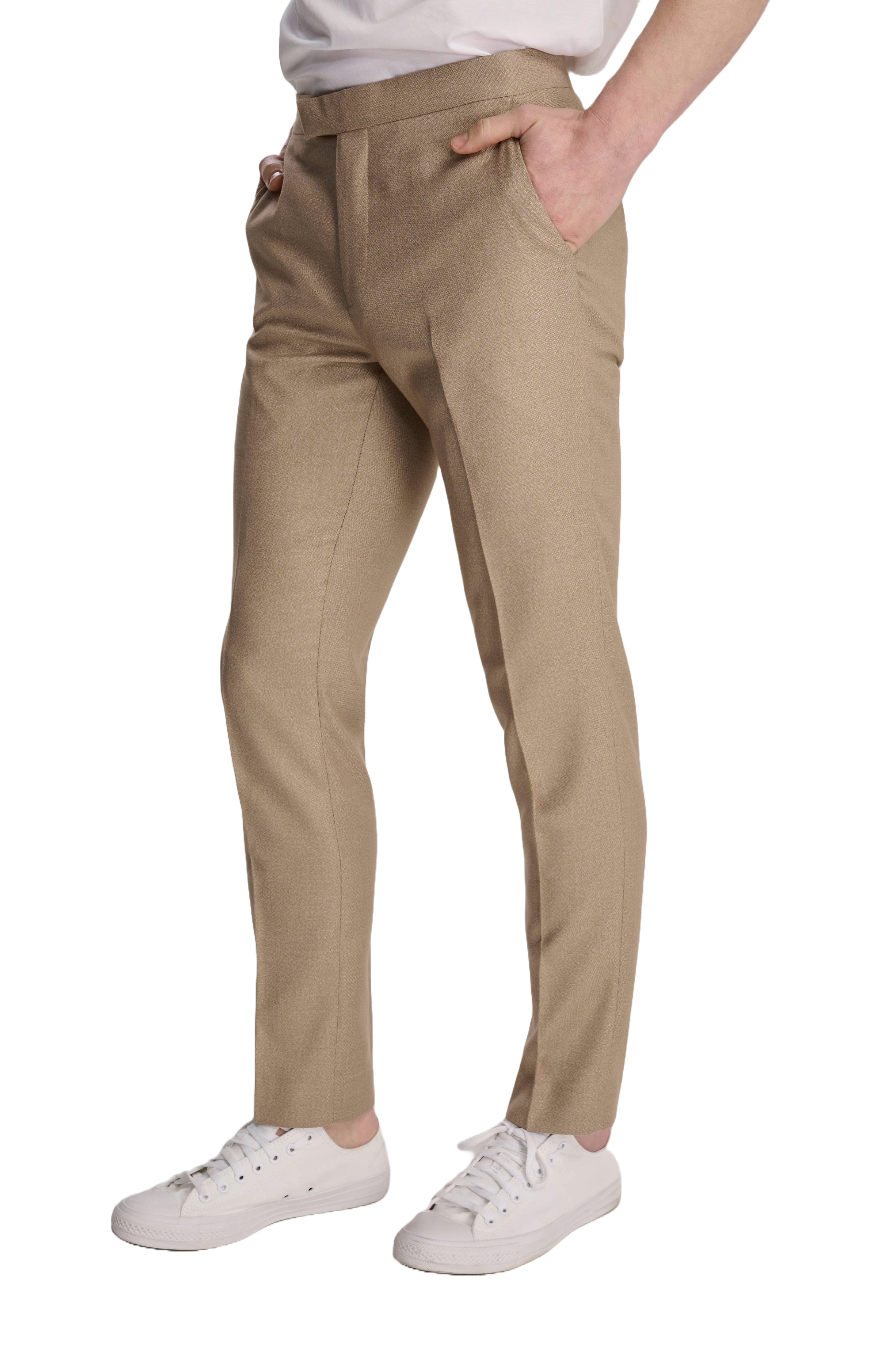 Archie Melange Slim Fit Suit Trousers in Beige RRP £65