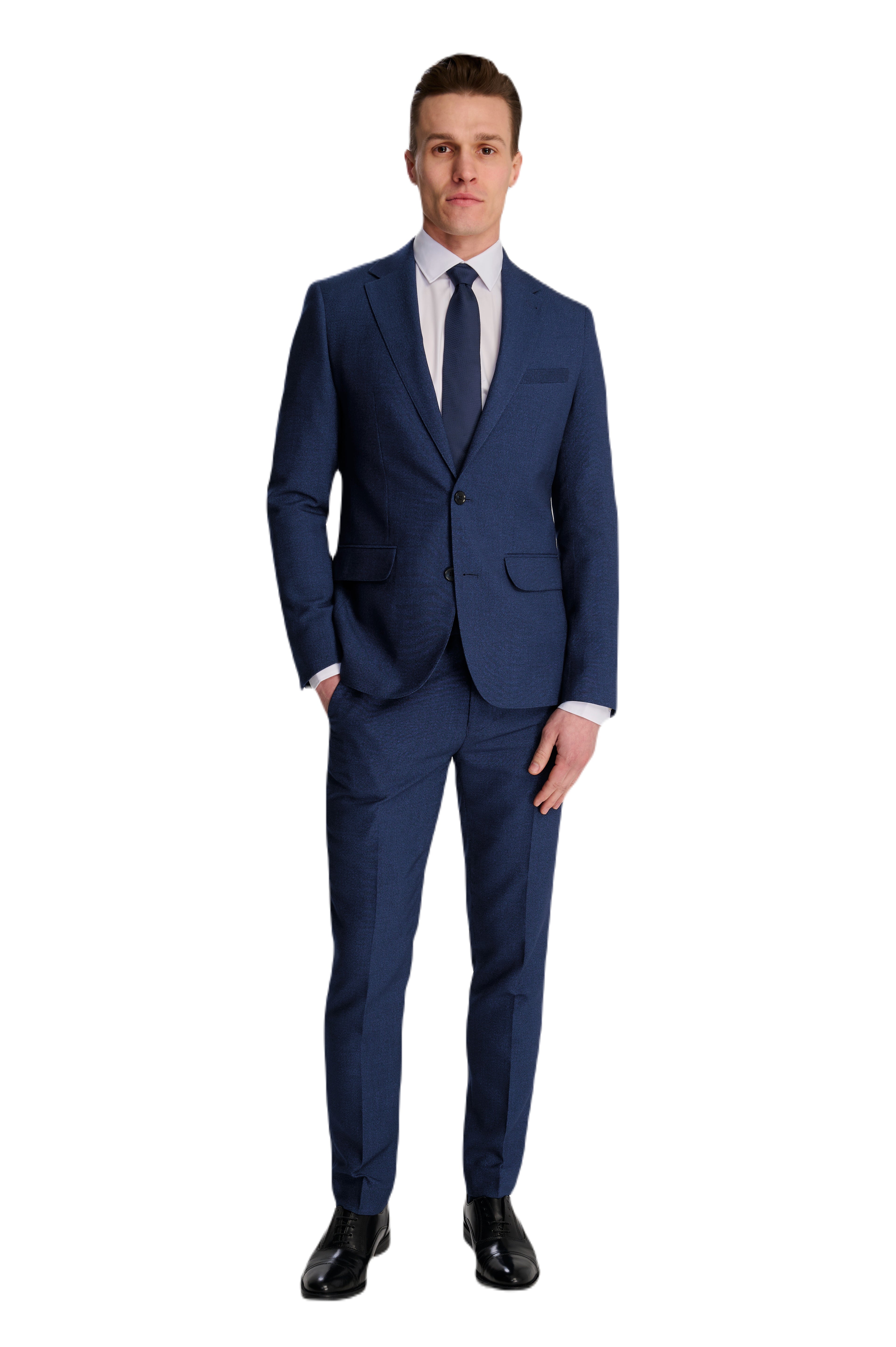 Archie Melange Slim Fit Suit Jacket in Blue RRP £119