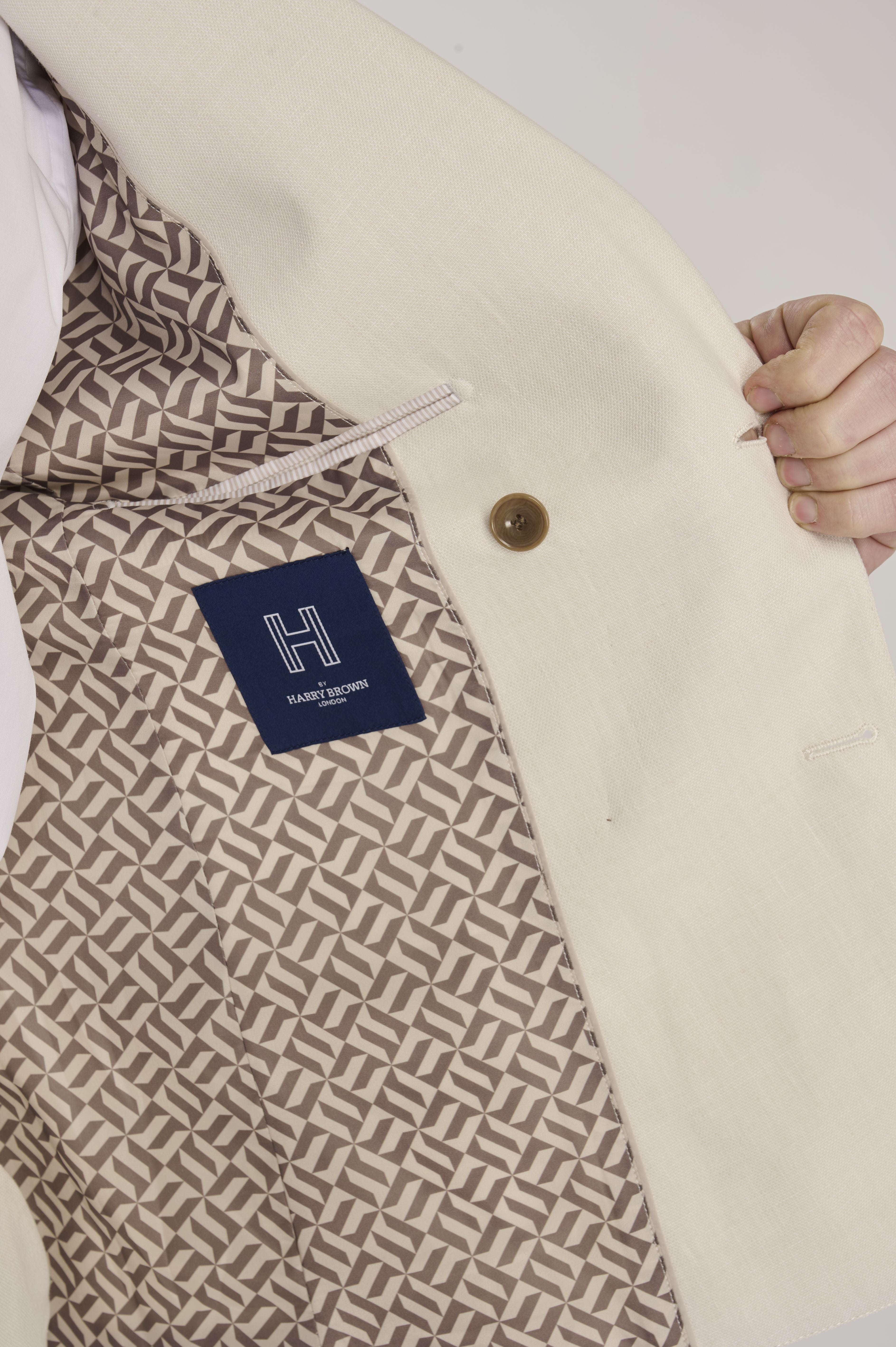 Giacomo Cotton Linen Double Breasted Suit Jacket in Stone RRP £139