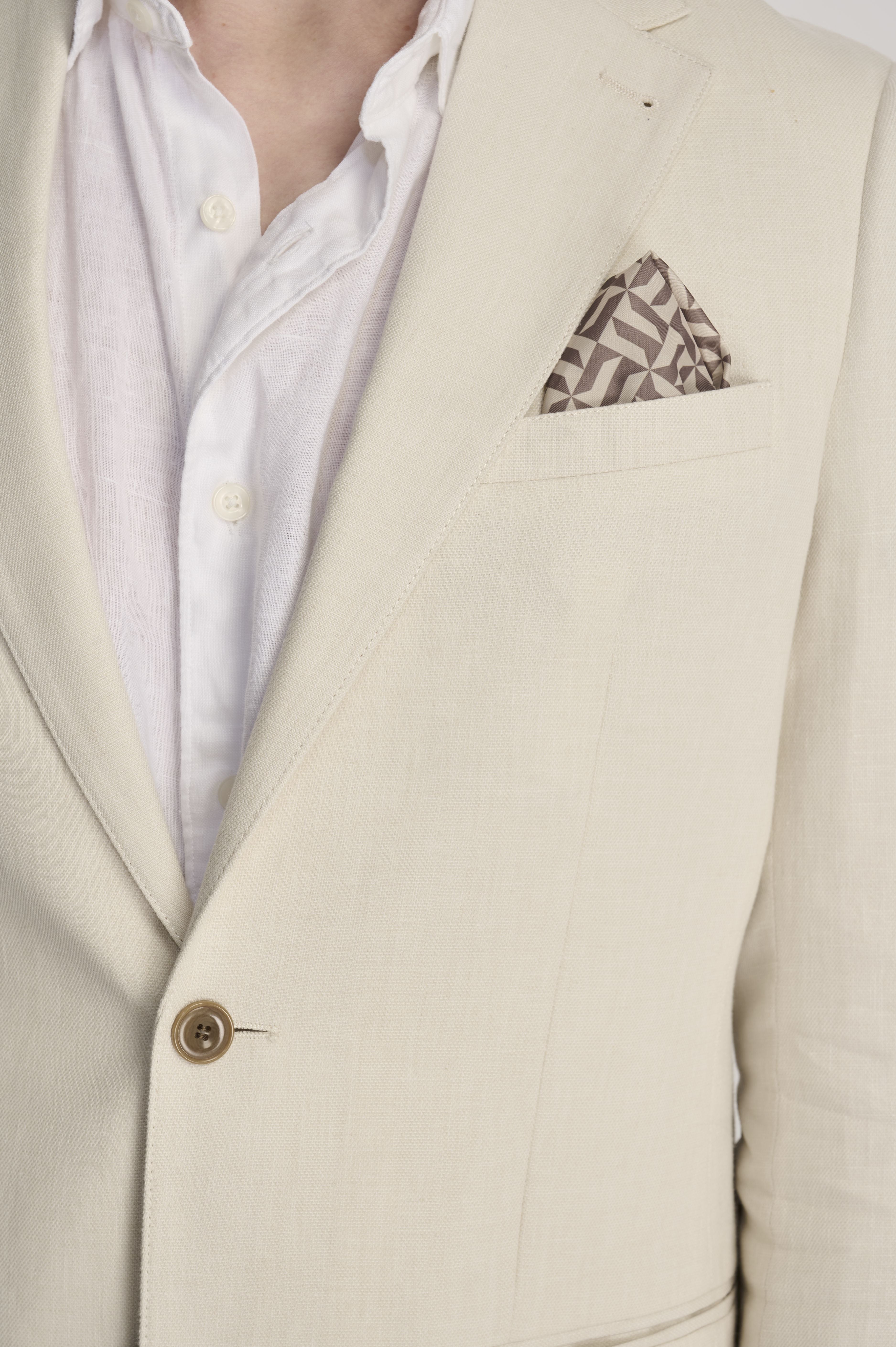 Giacomo Slim Fit Cotton Linen Suit Jacket in Stone RRP £139