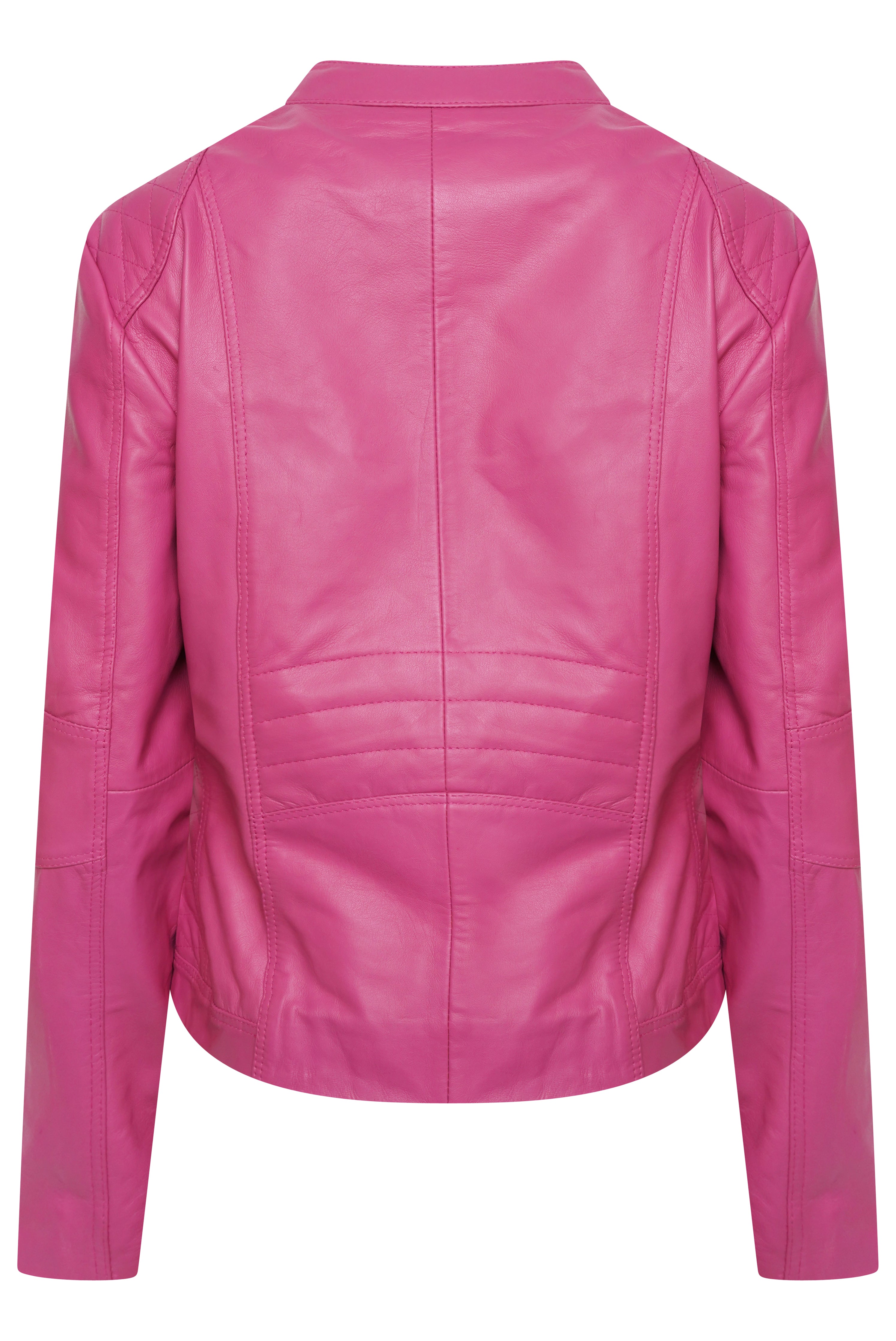 Pelle D’annata Ladies Real Leather Biker Jacket in Magenta RRP £279
