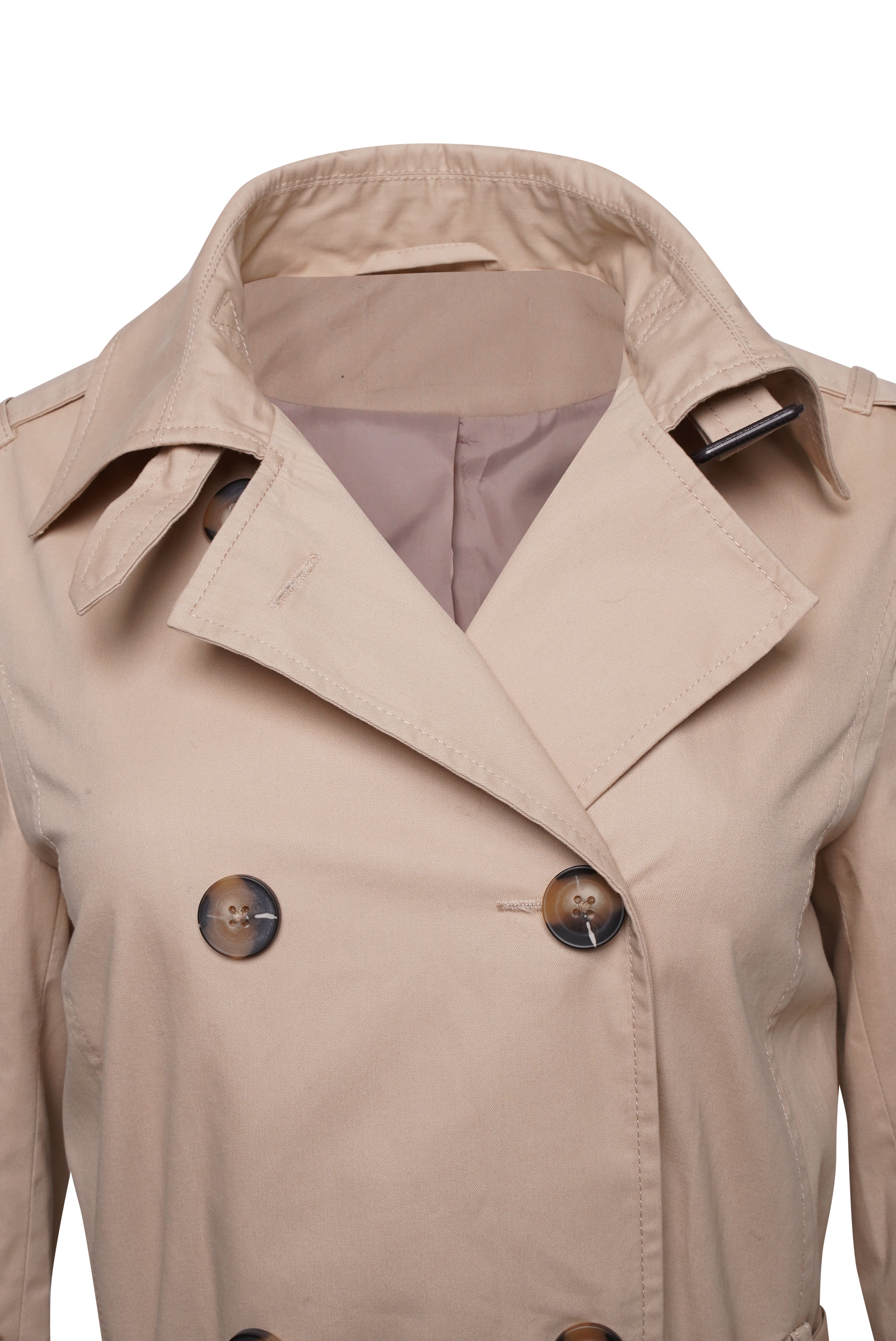 Elle Tina Double Breasted Trench Coat in Stone RRP £189