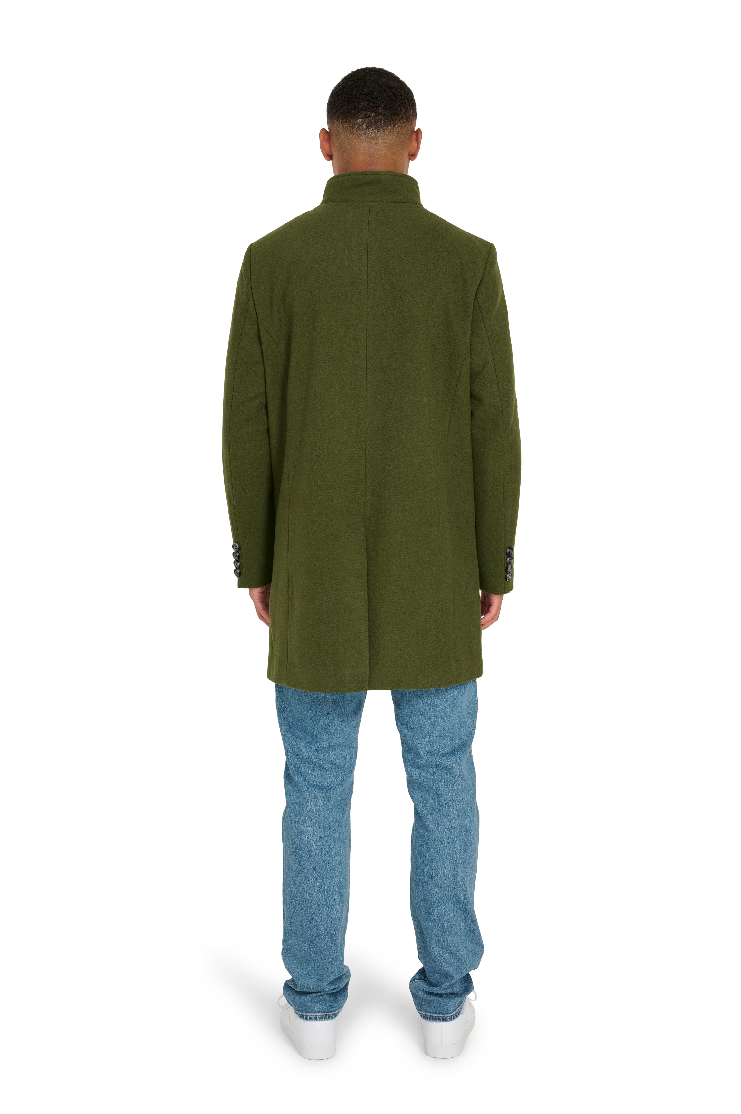 George Wool Melton Coat with Funnel Neck in Khaki RRP £179