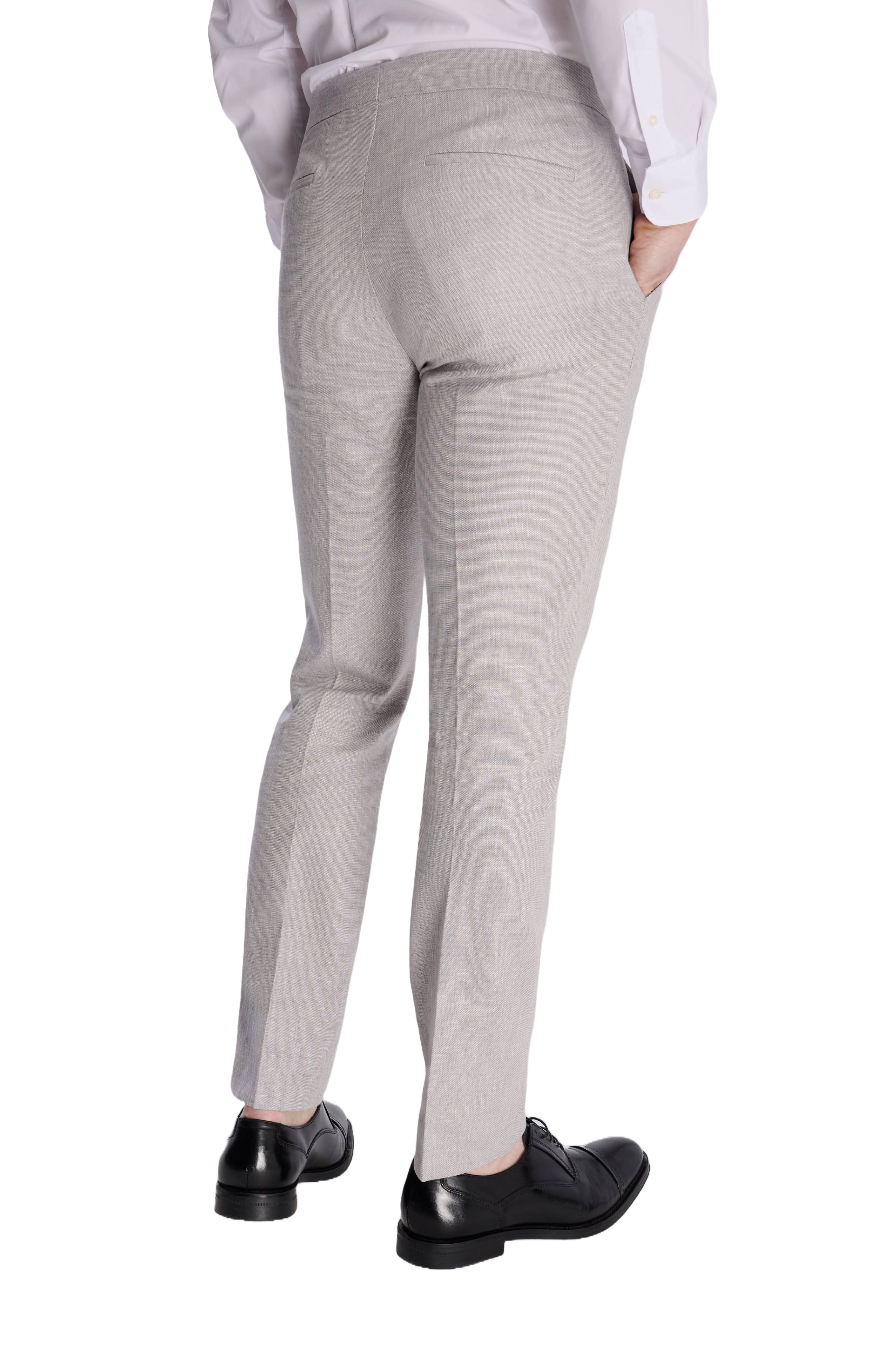Giacomo Slim Fit Cotton Linen Suit Trousers in Grey RRP £75