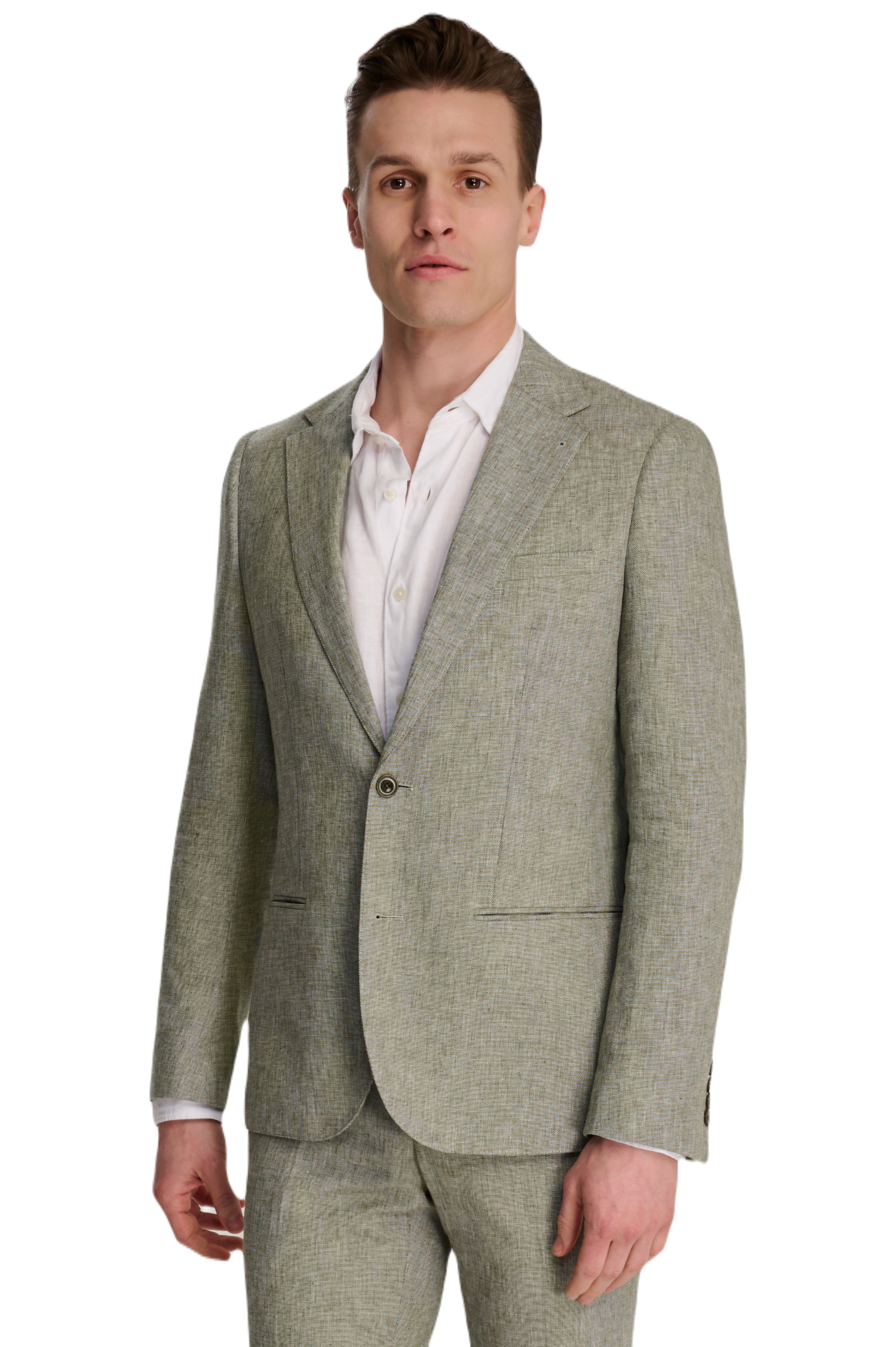 Giacomo Slim Fit Cotton Linen Suit Jacket in Green RRP £139