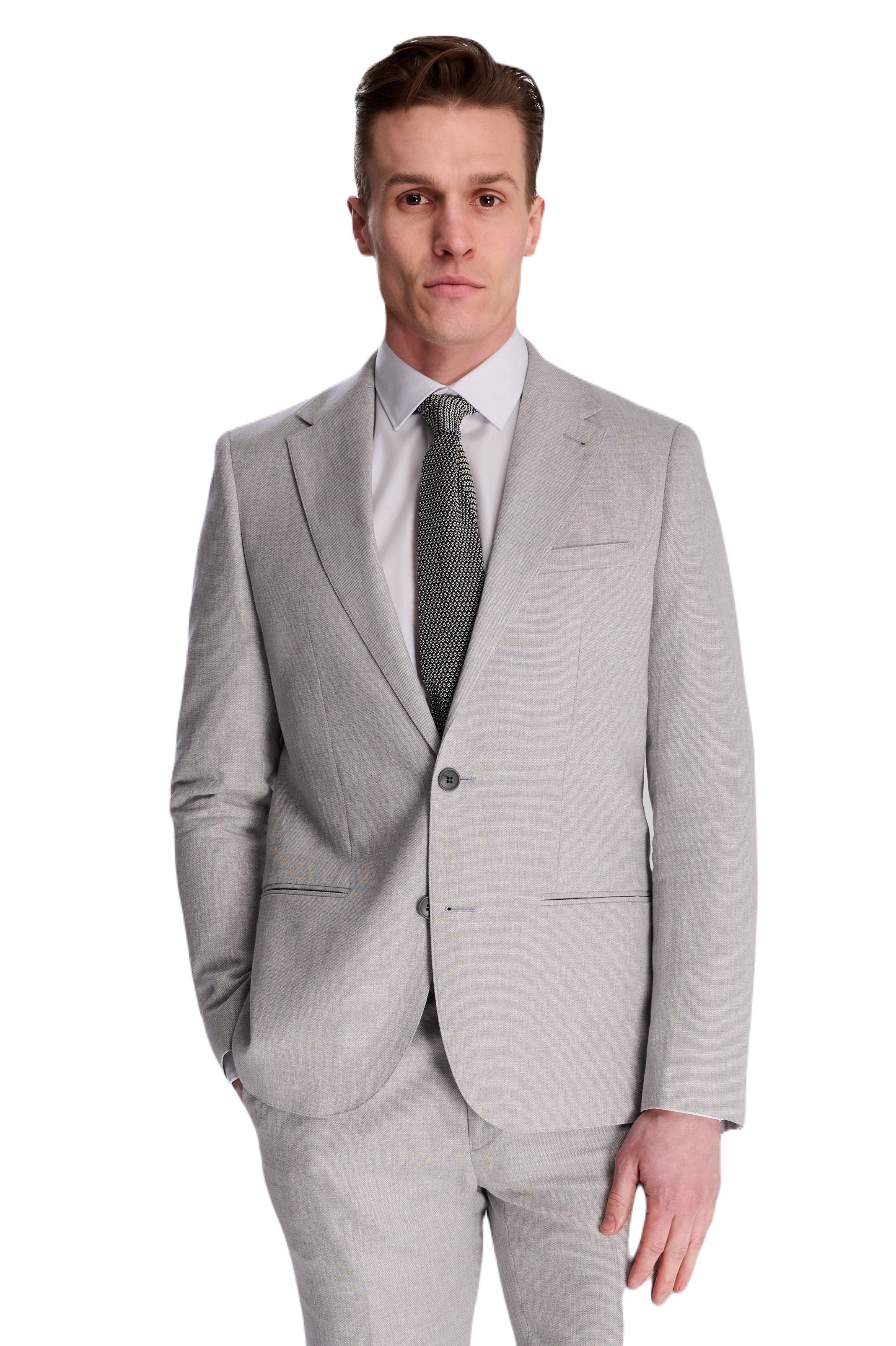 Giacomo Slim Fit Cotton Linen Suit Jacket in Grey RRP £139