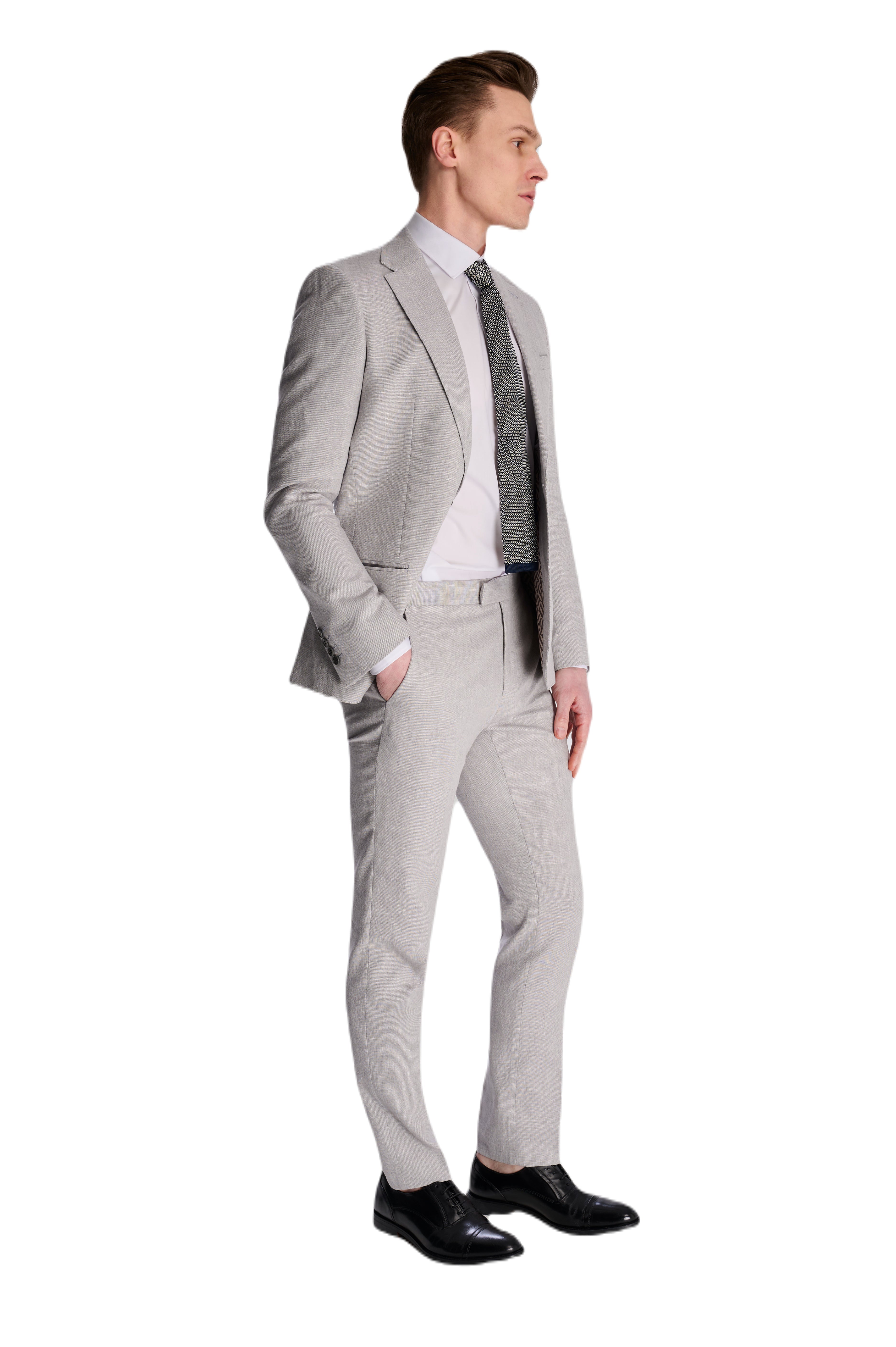 Giacomo Slim Fit Cotton Linen Suit Jacket in Grey RRP £139