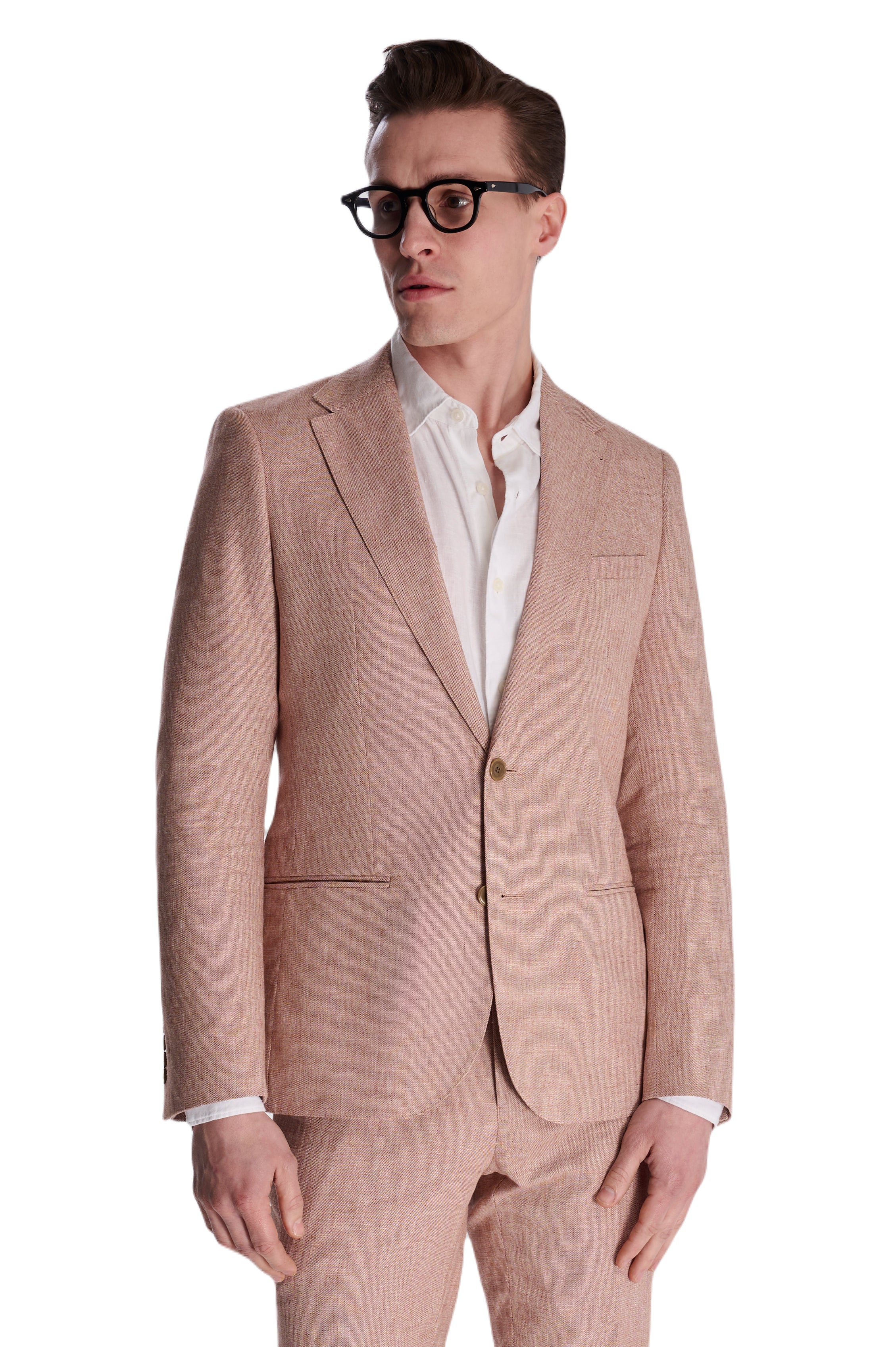 Giacomo Slim Fit Cotton Linen Suit Jacket in Rust RRP £139