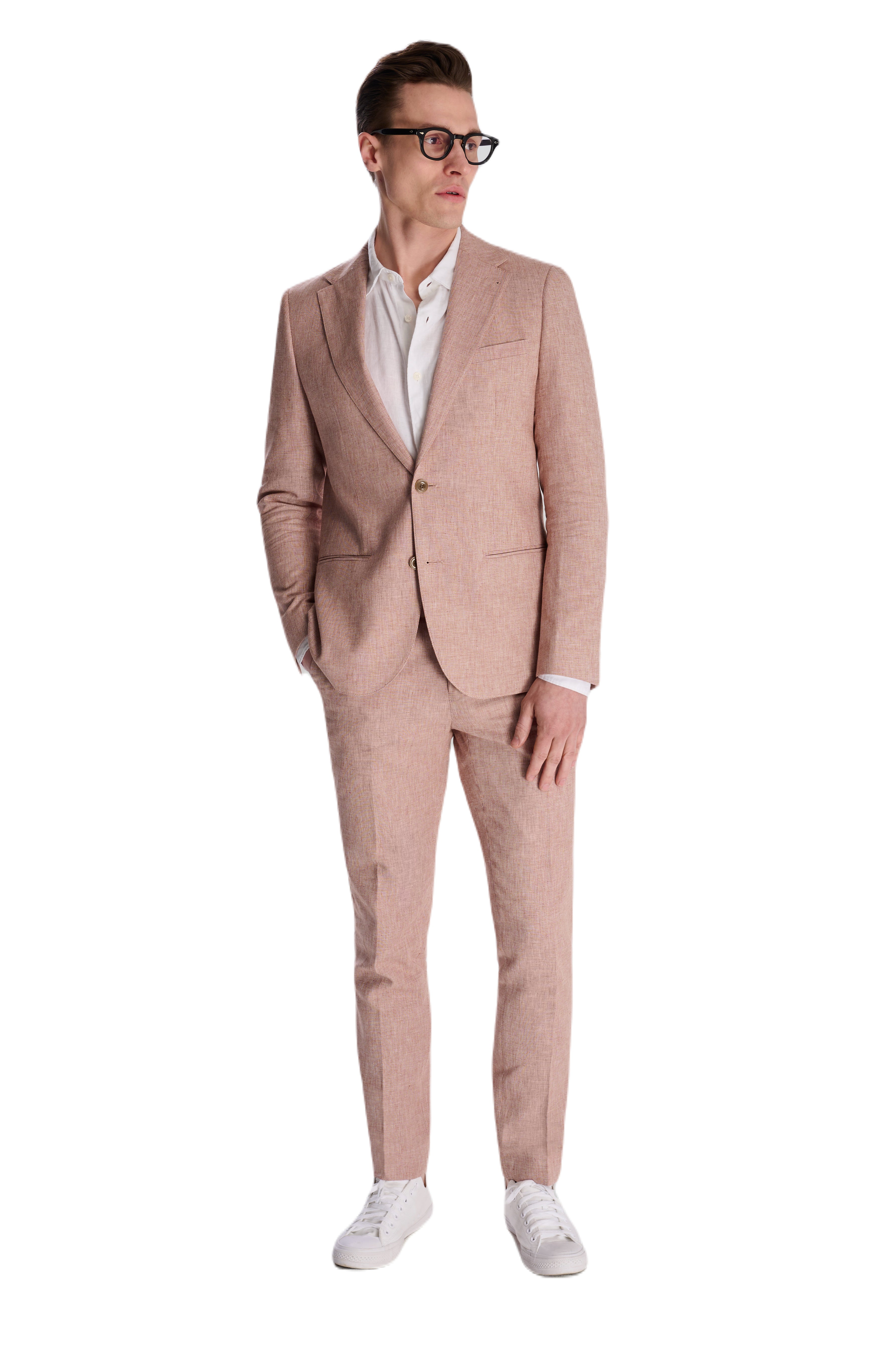 Giacomo Slim Fit Cotton Linen Suit Jacket in Rust RRP £139