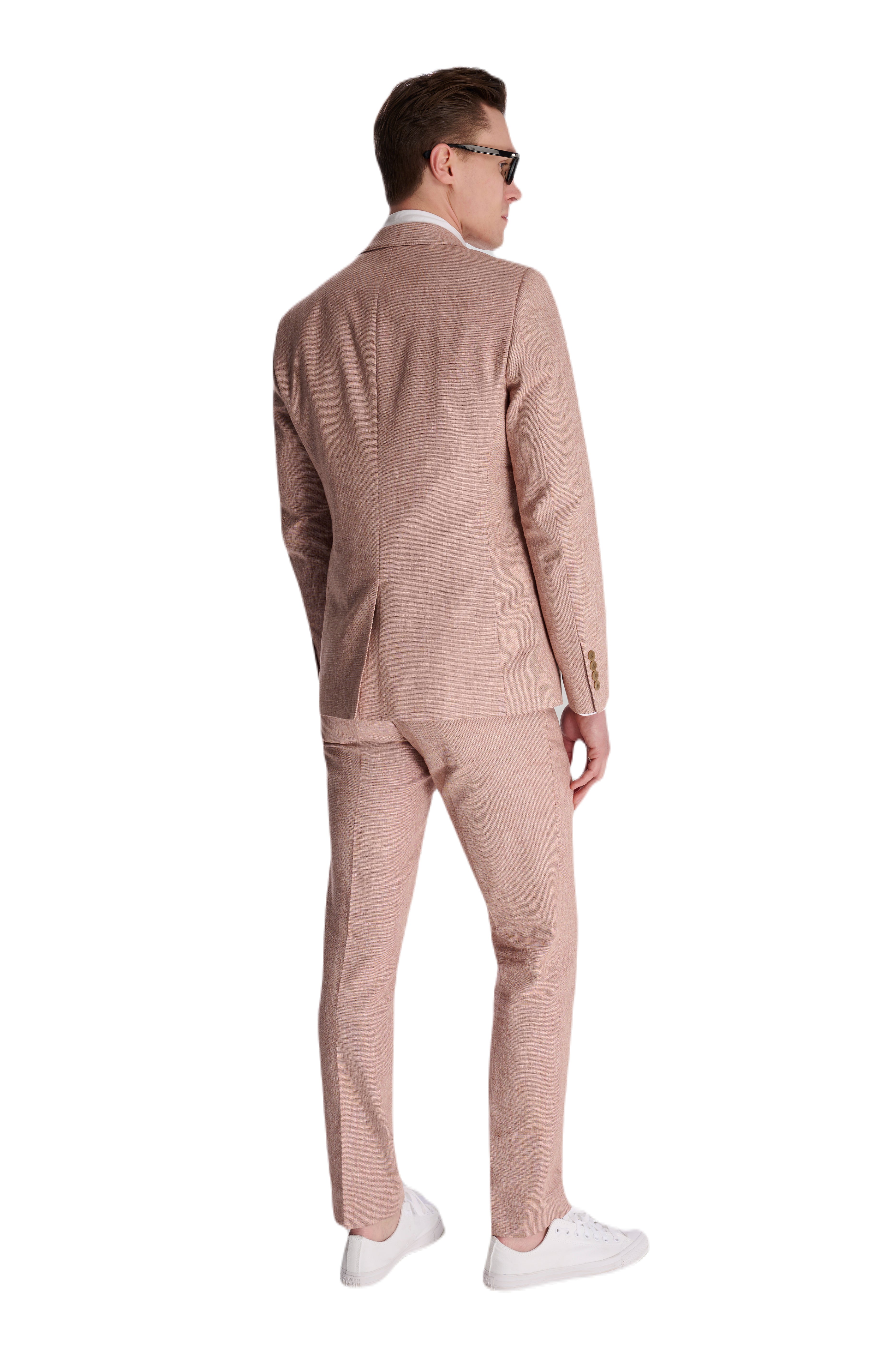 Giacomo Slim Fit Cotton Linen Suit Jacket in Rust RRP £139