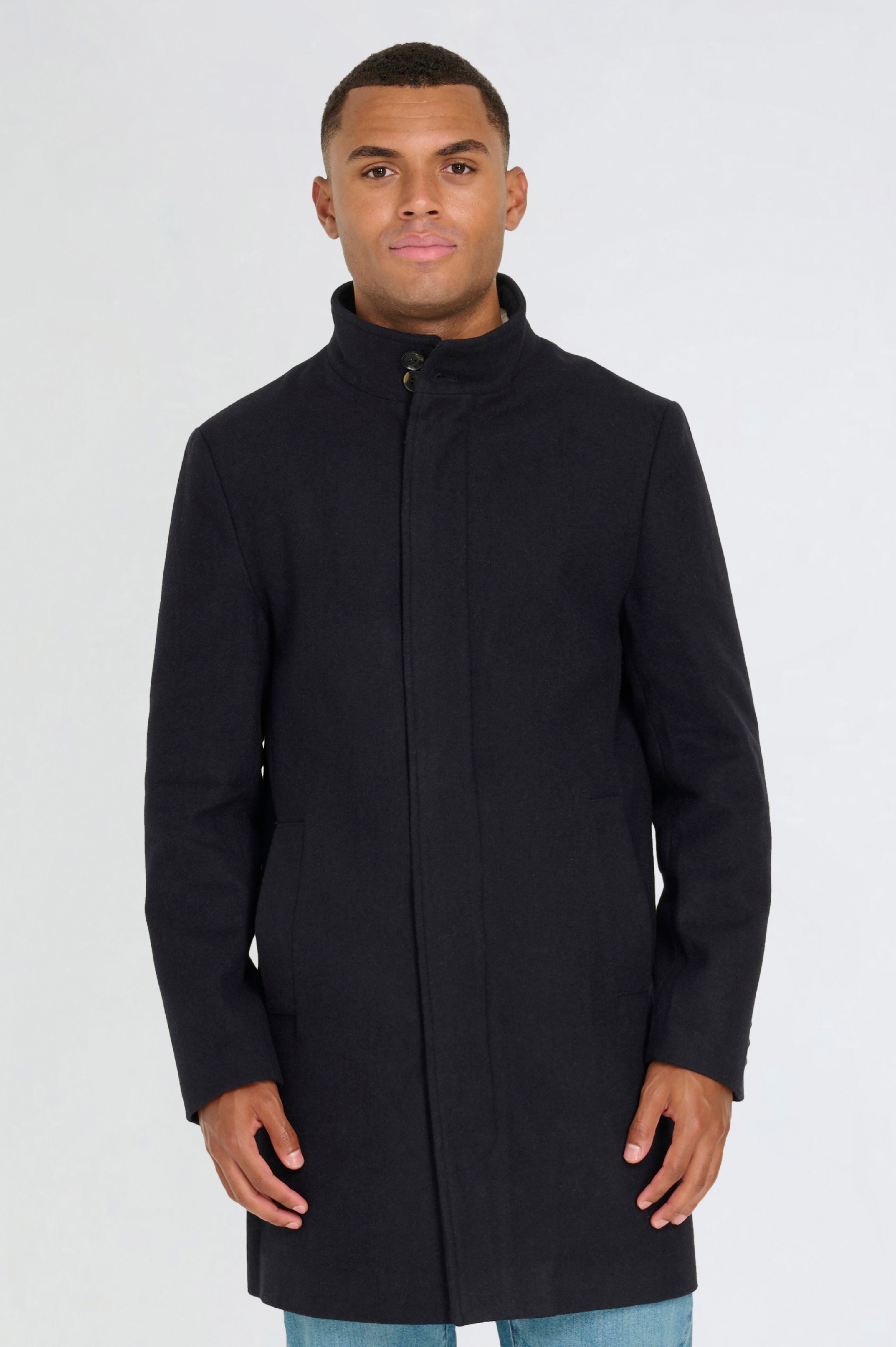 George Wool Melton Coat with Funnel Neck in Navy RRP £179
