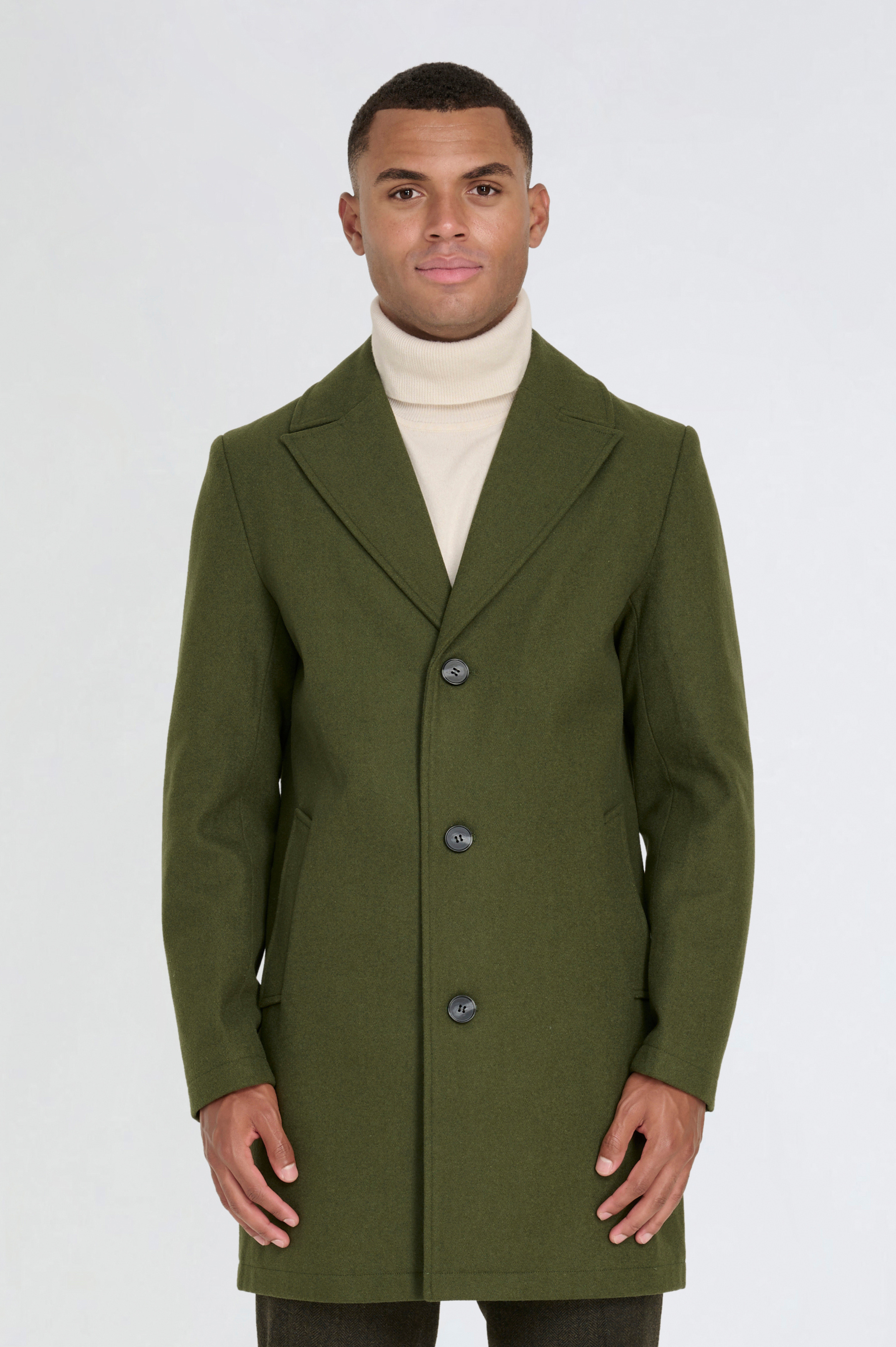 Josh Wool Melton Overcoat in Khaki RRP £179