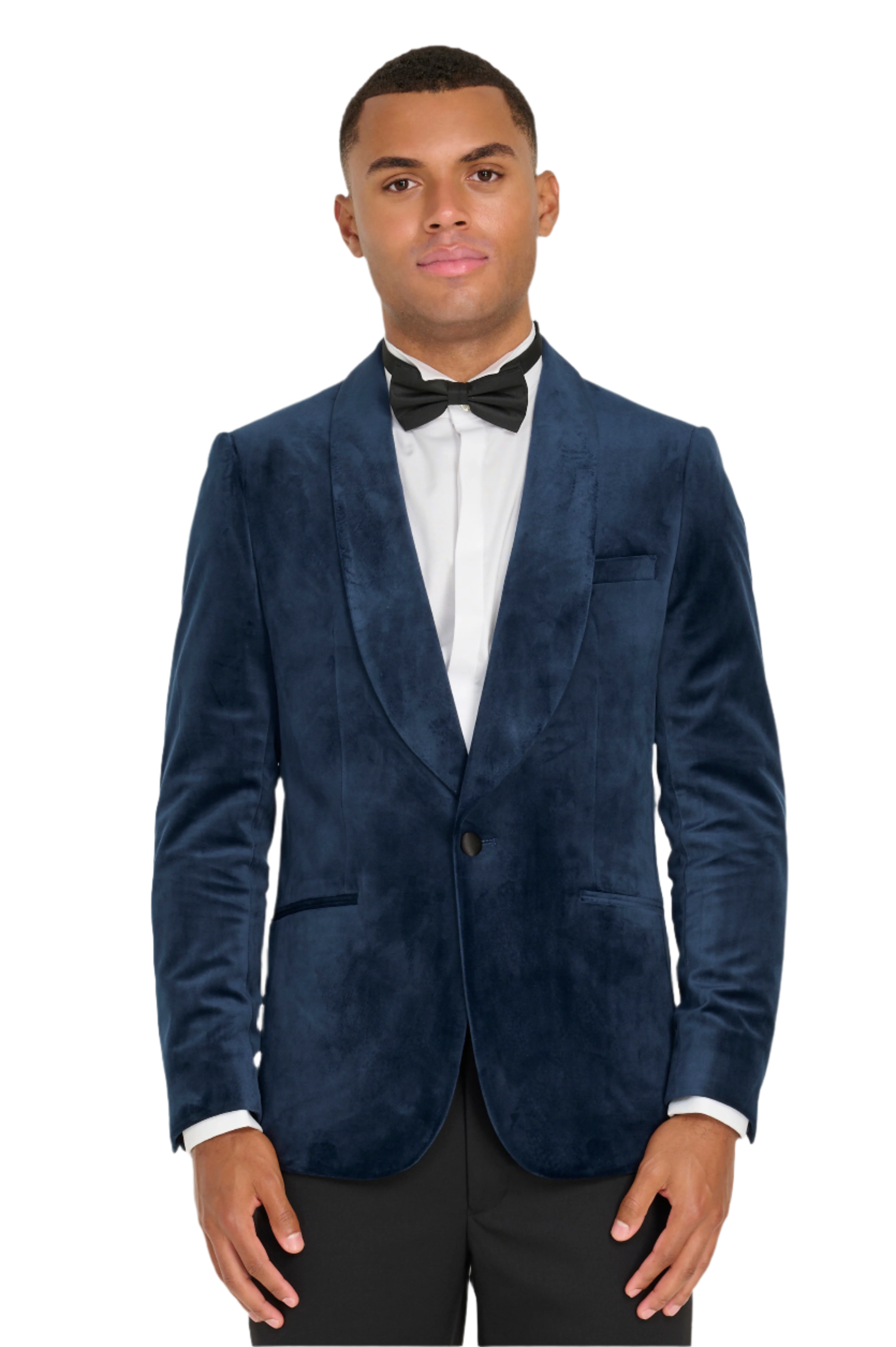 Leo Velvet Tuxedo Dinner Jacket with Shawl Lapel Detail in Navy RRP £159