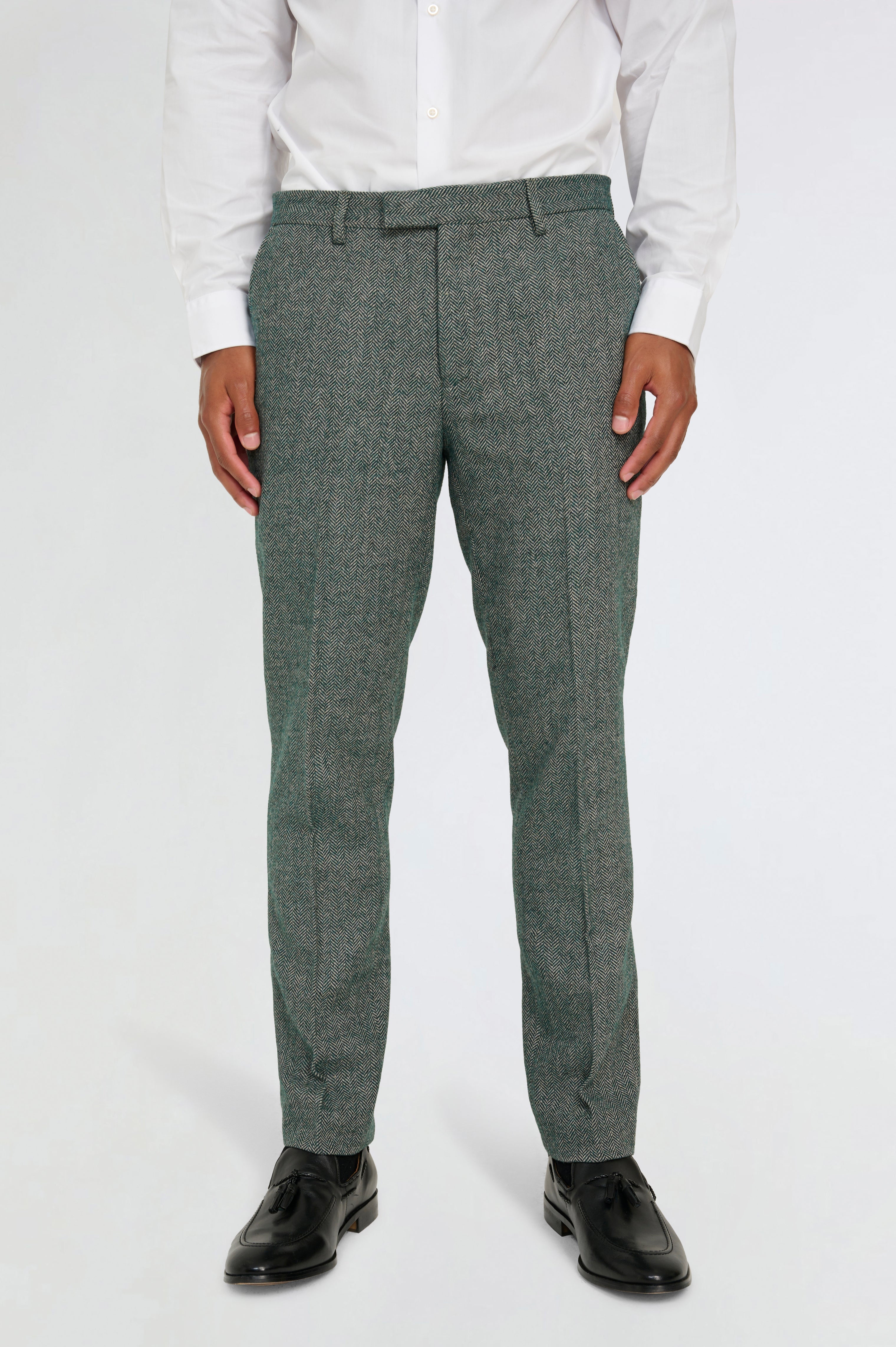 Henry Tweed Trousers in Green RRP £89