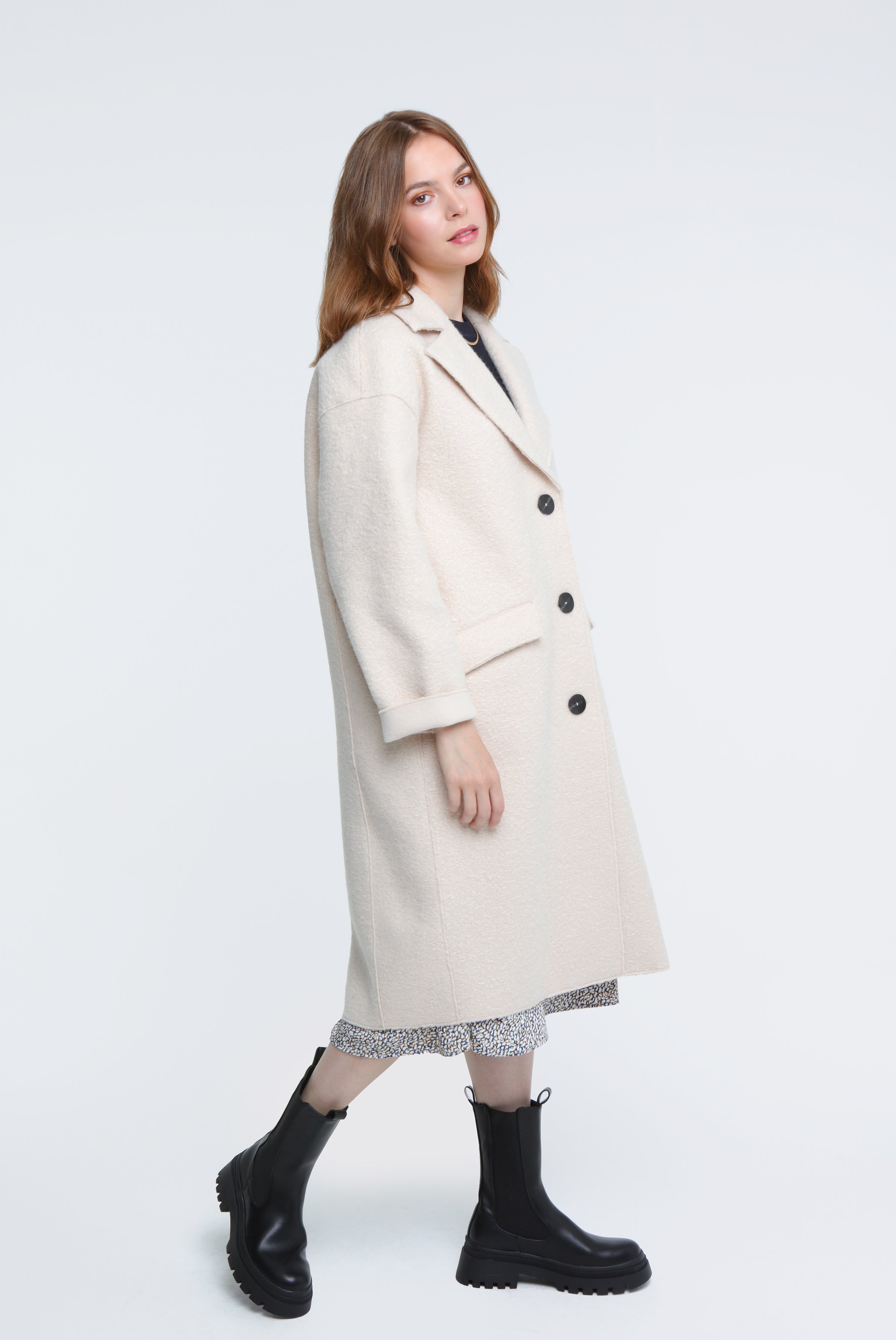 Elle Ladies Beatrix Faux Boiled Wool in cream RRP £229