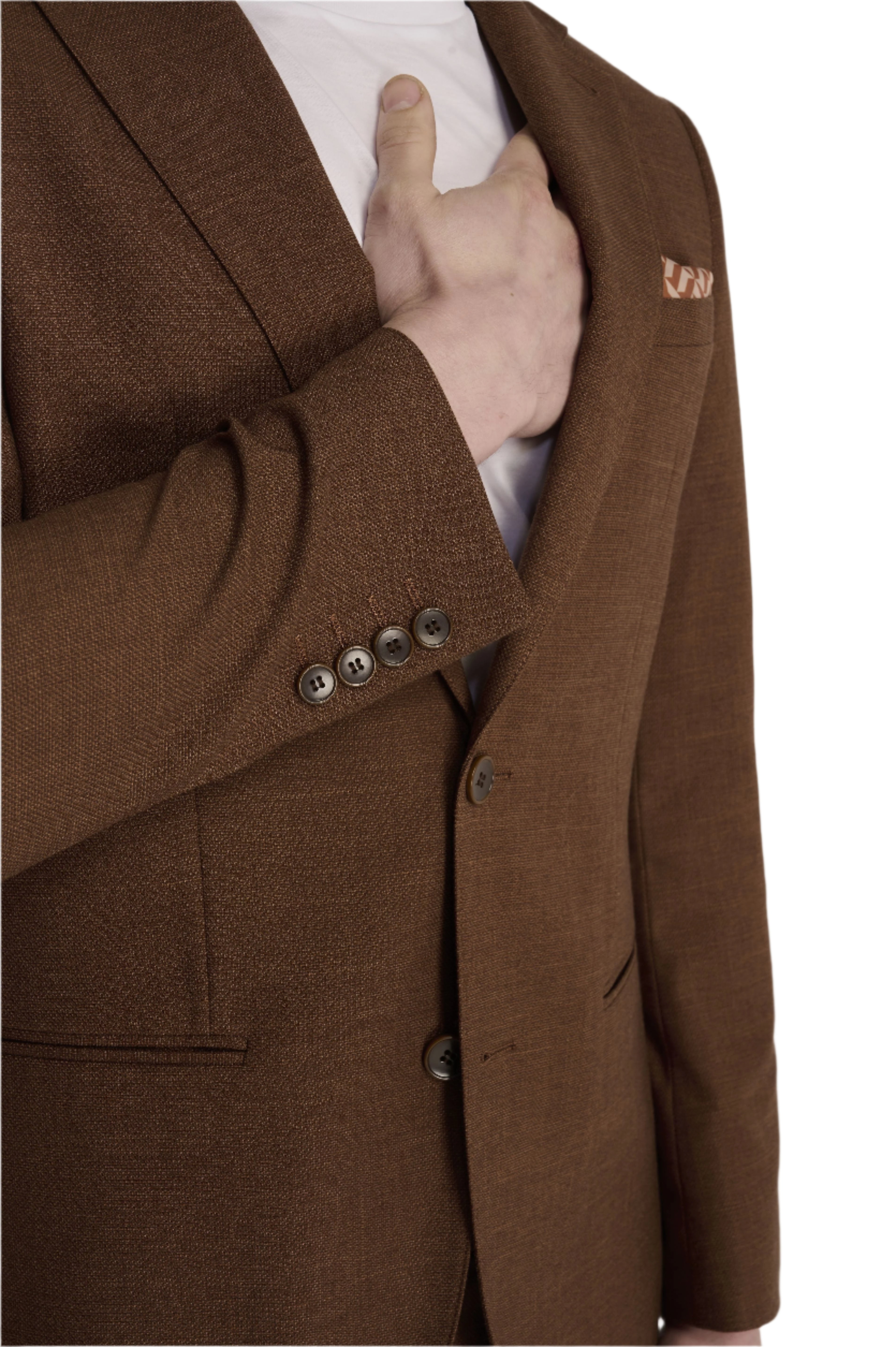 Sandro Slim Fit Linen Look Suit Jacket in Rust RRP £129