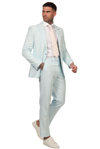 Lukus Two Piece Linen Suit in Pale Blue RRP £299