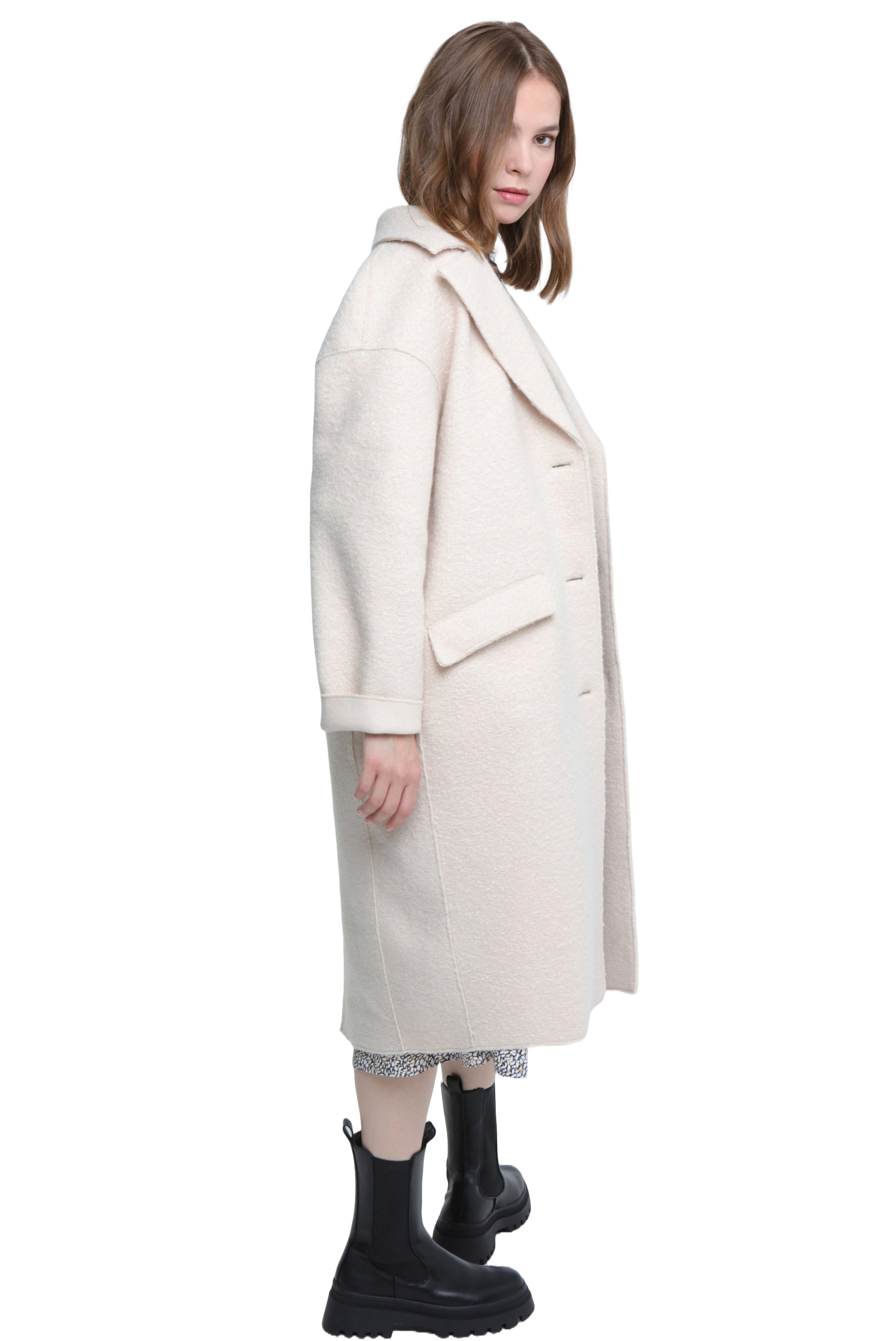 Elle Ladies Beatrix Faux Boiled Wool in cream RRP £229