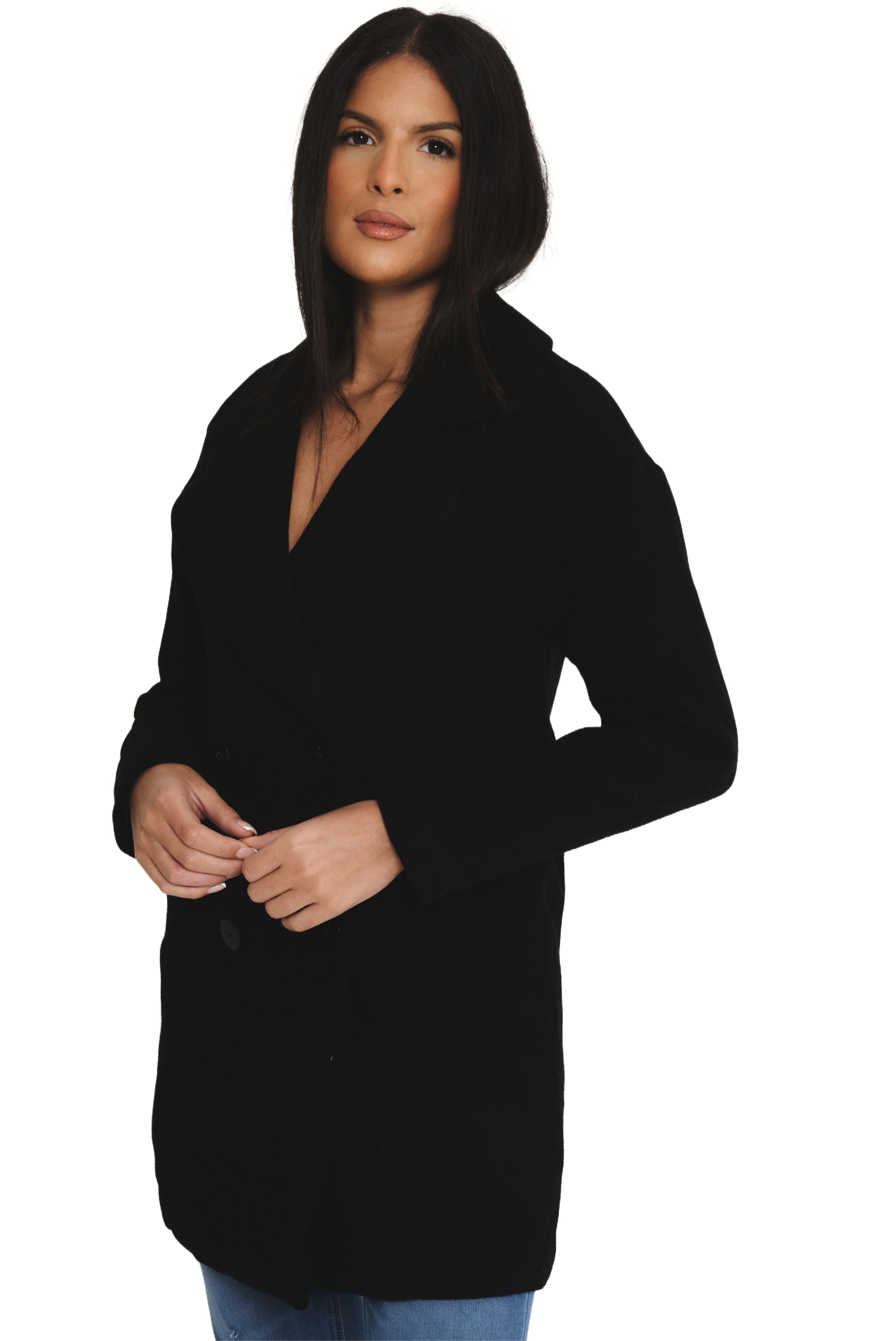 Elle Ladies Alice Wool Coat in Black RRP £179