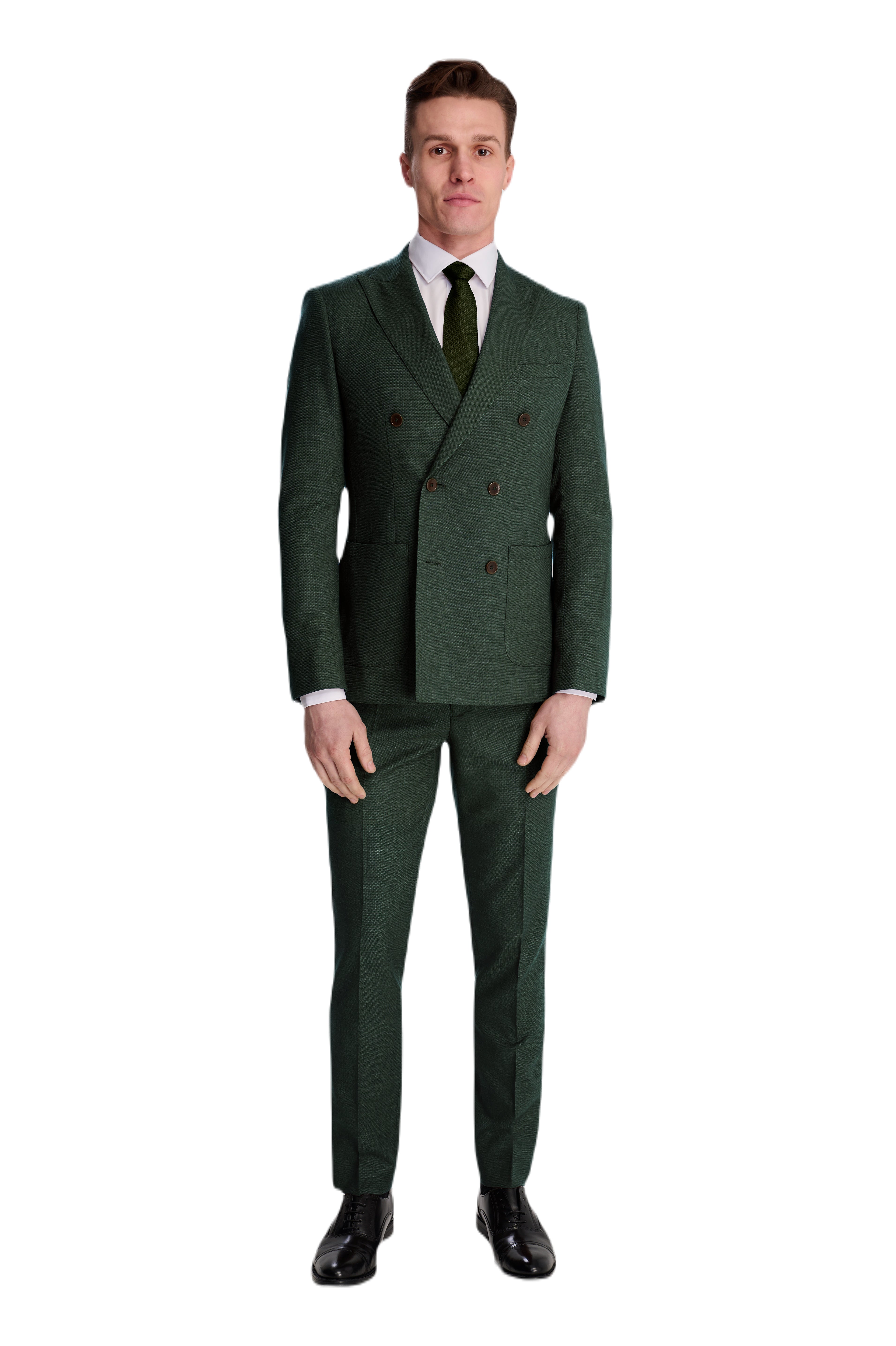 Sandro Linen Look Double Breasted Suit Jacket in Green RRP £129