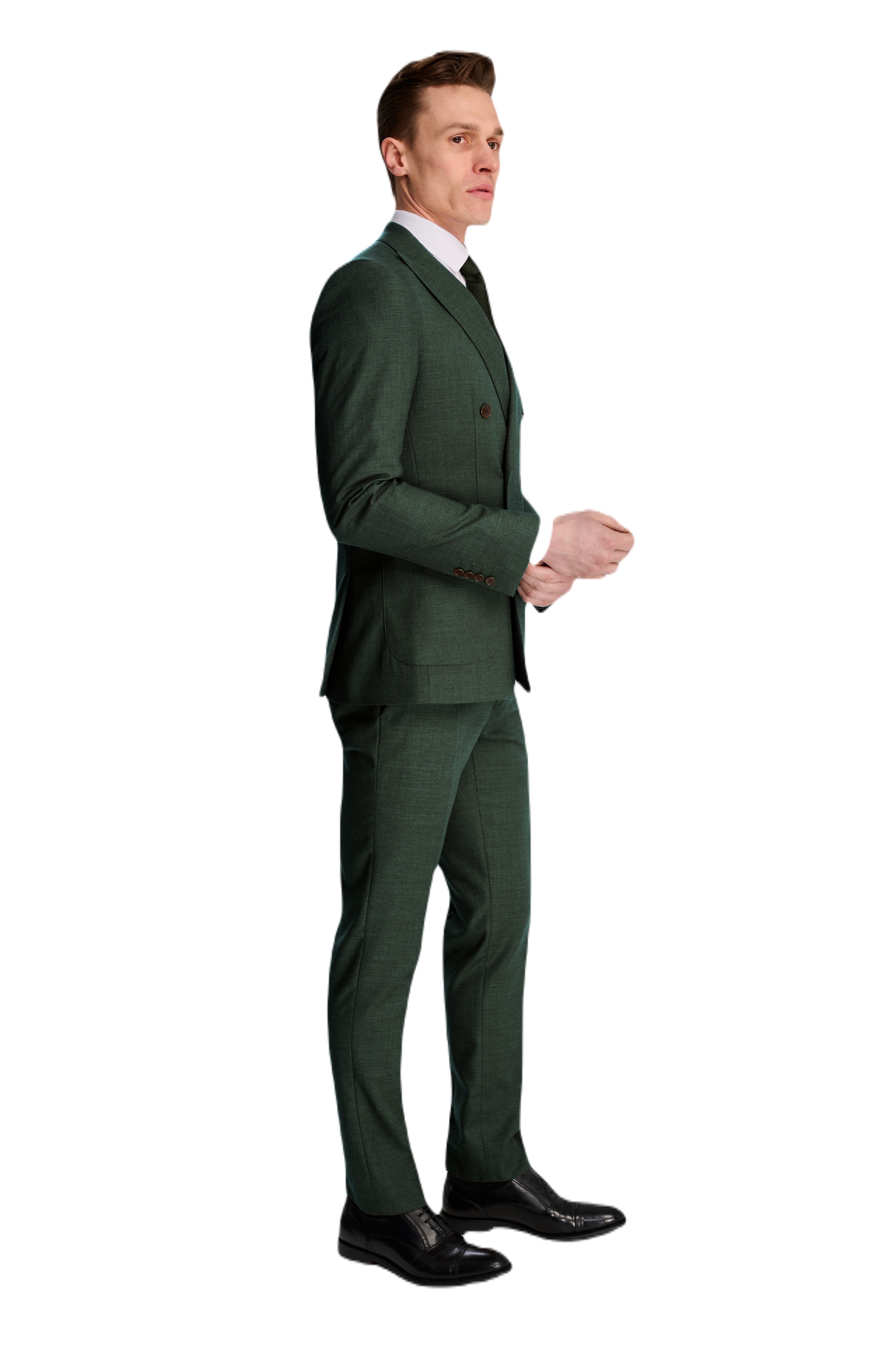 Sandro Linen Look Double Breasted Suit Jacket in Green RRP £129