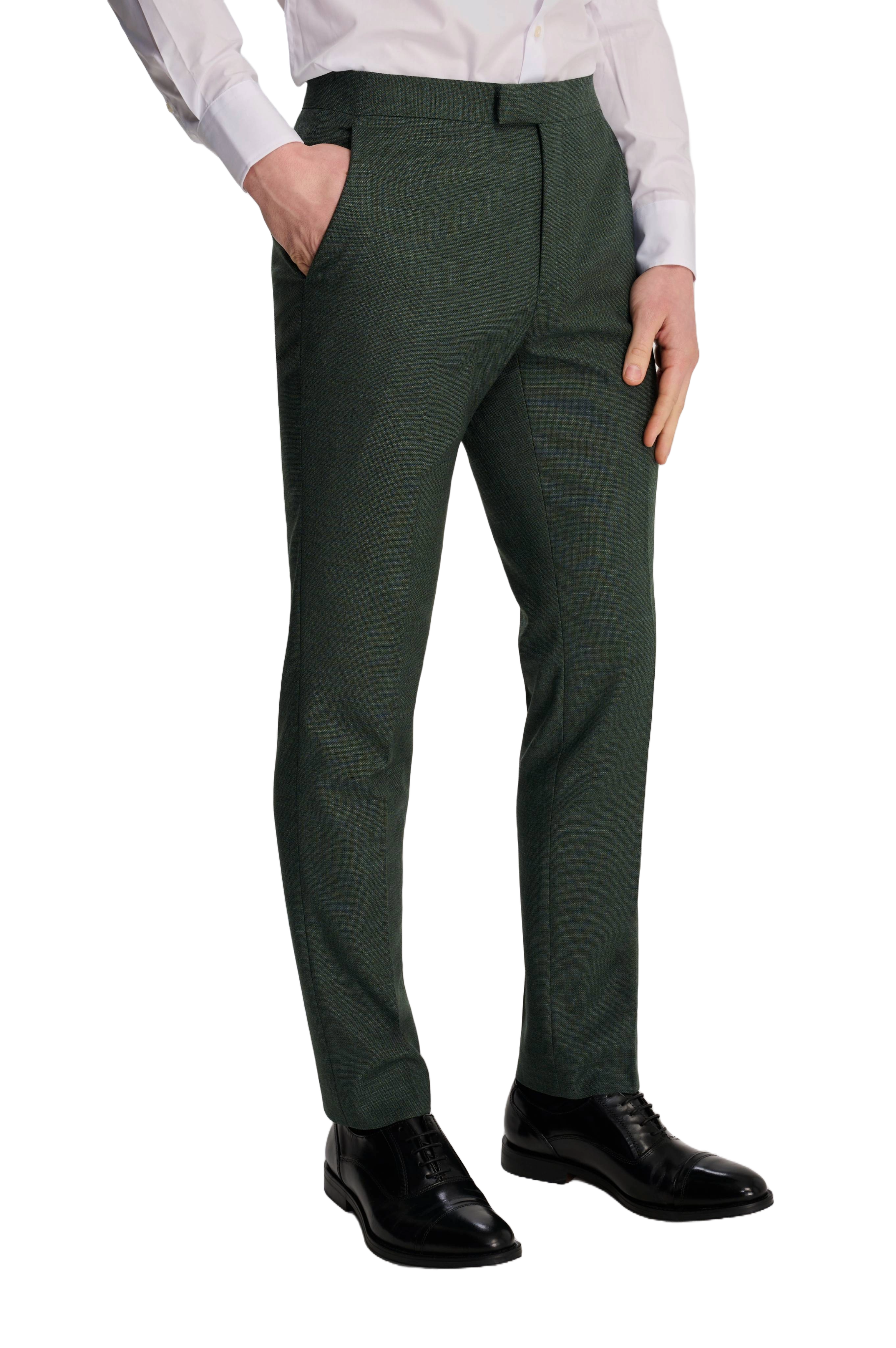 Sandro Slim Fit Linen Look Suit Trousers in Green RRP £69