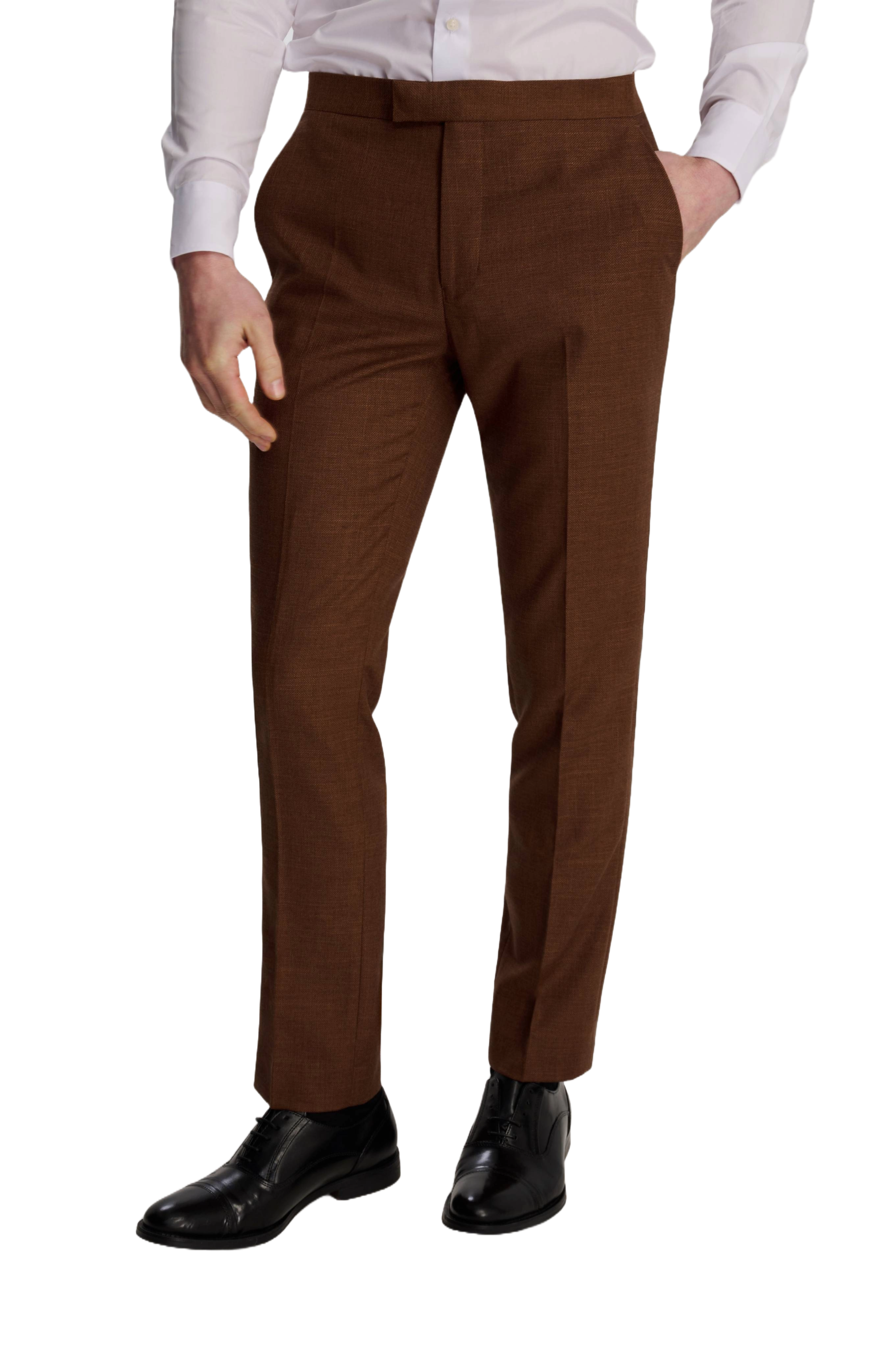 Sandro Slim Fit Linen Look Suit Trousers in Rust RRP £69