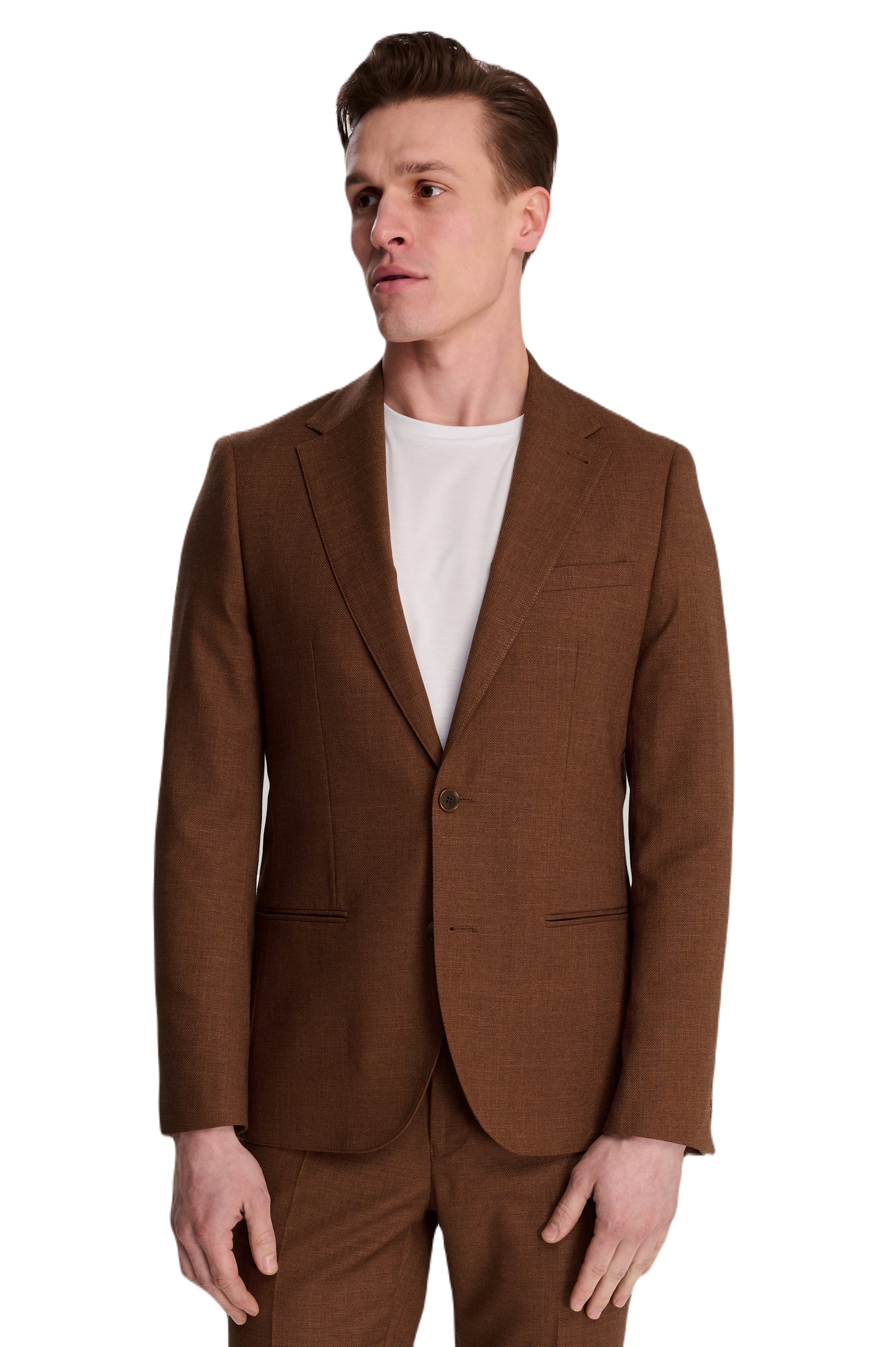 Sandro Slim Fit Linen Look Suit Jacket in Rust RRP £129