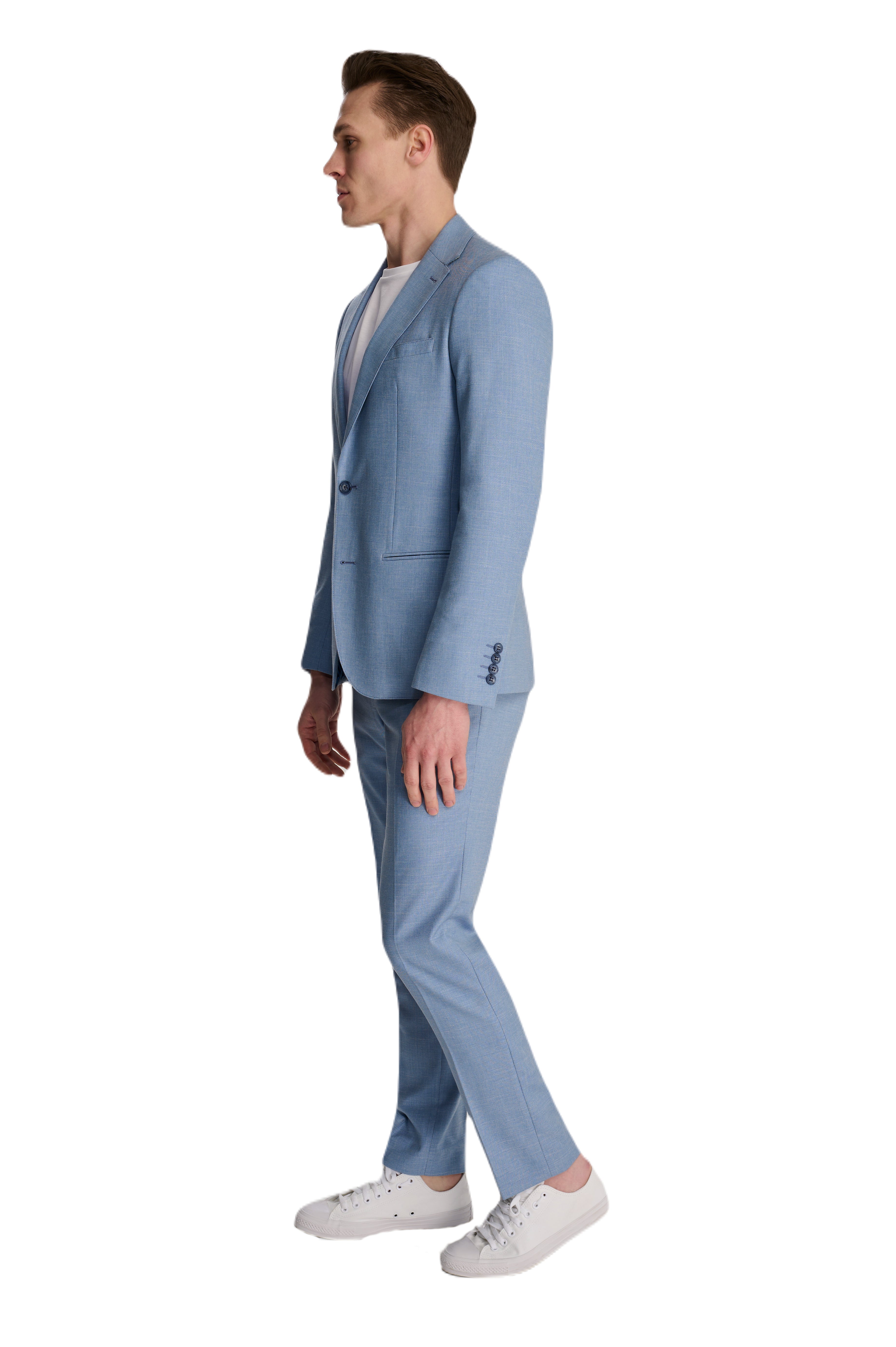 Sandro Slim Fit Linen Look Suit Jacket in Light Blue RRP £129