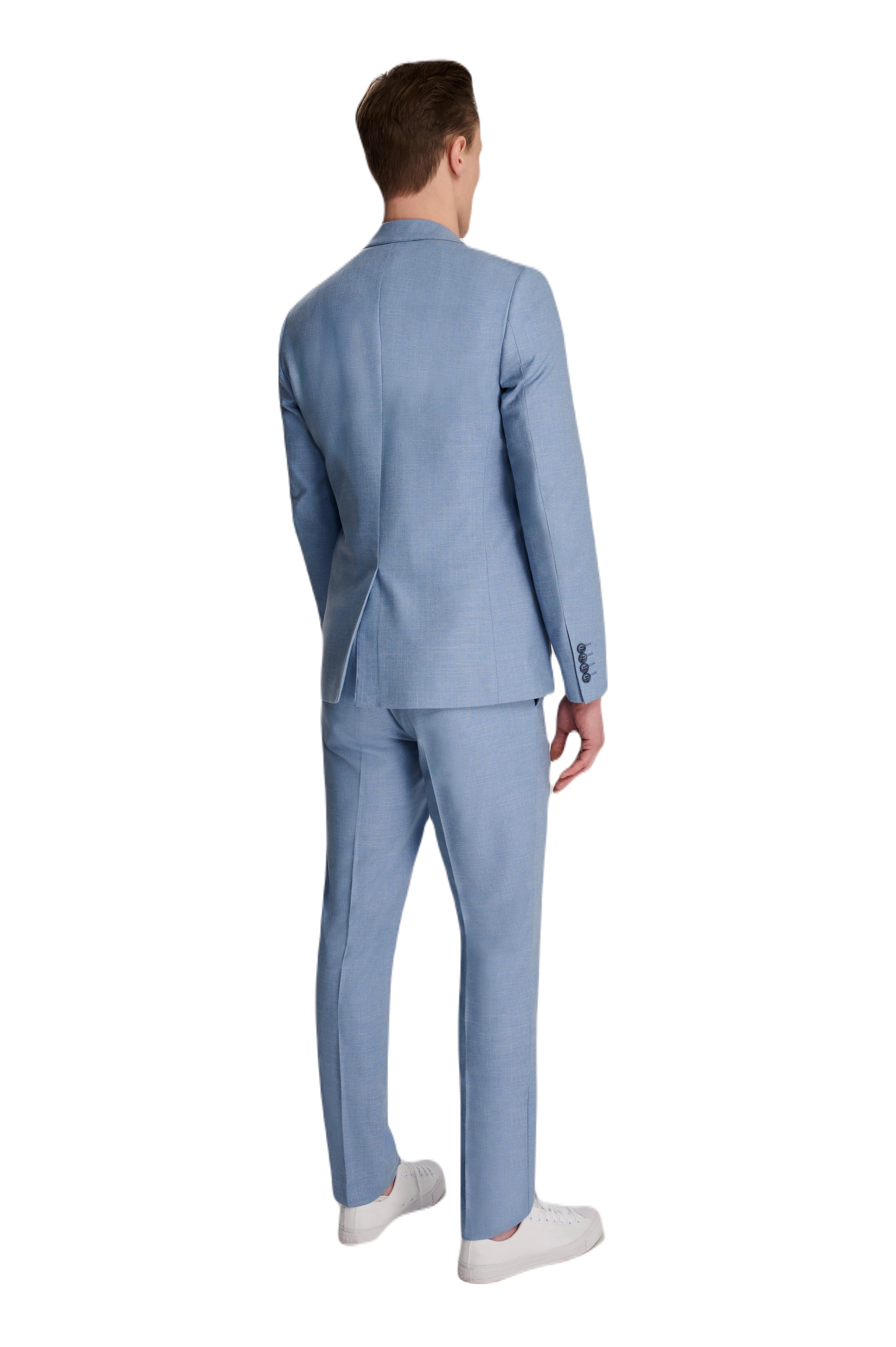Sandro Slim Fit Linen Look Suit Jacket in Light Blue RRP £129