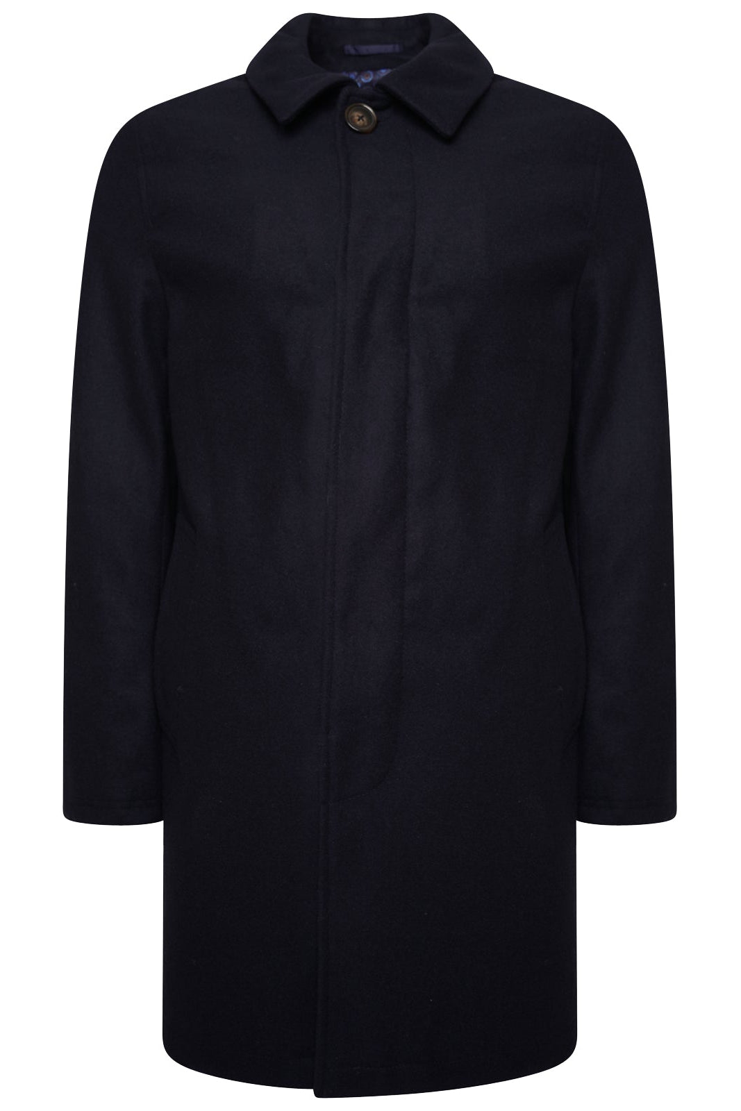 Harry Brown Navy Wool Blend Overcoat RRP £135