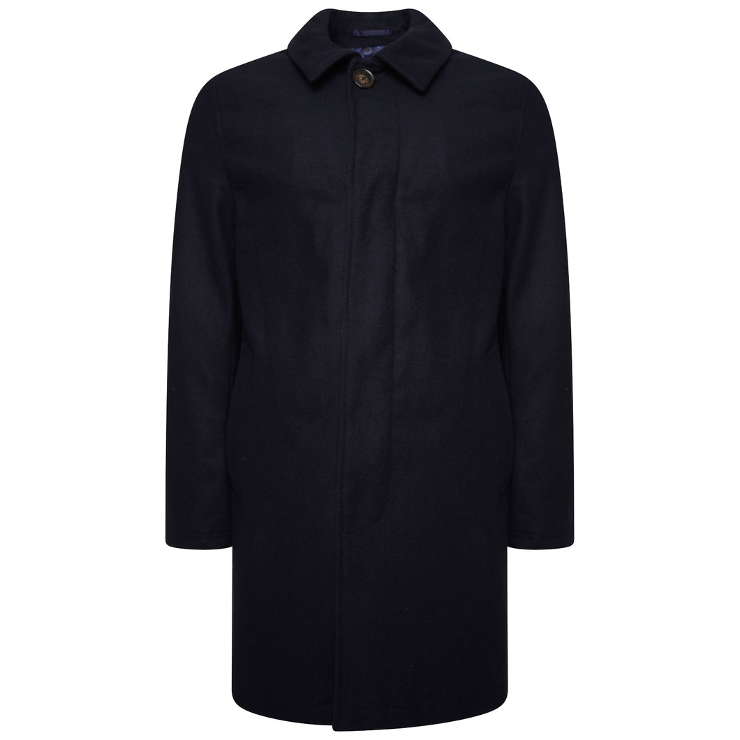 Harry Brown Navy Wool Blend Overcoat RRP £135