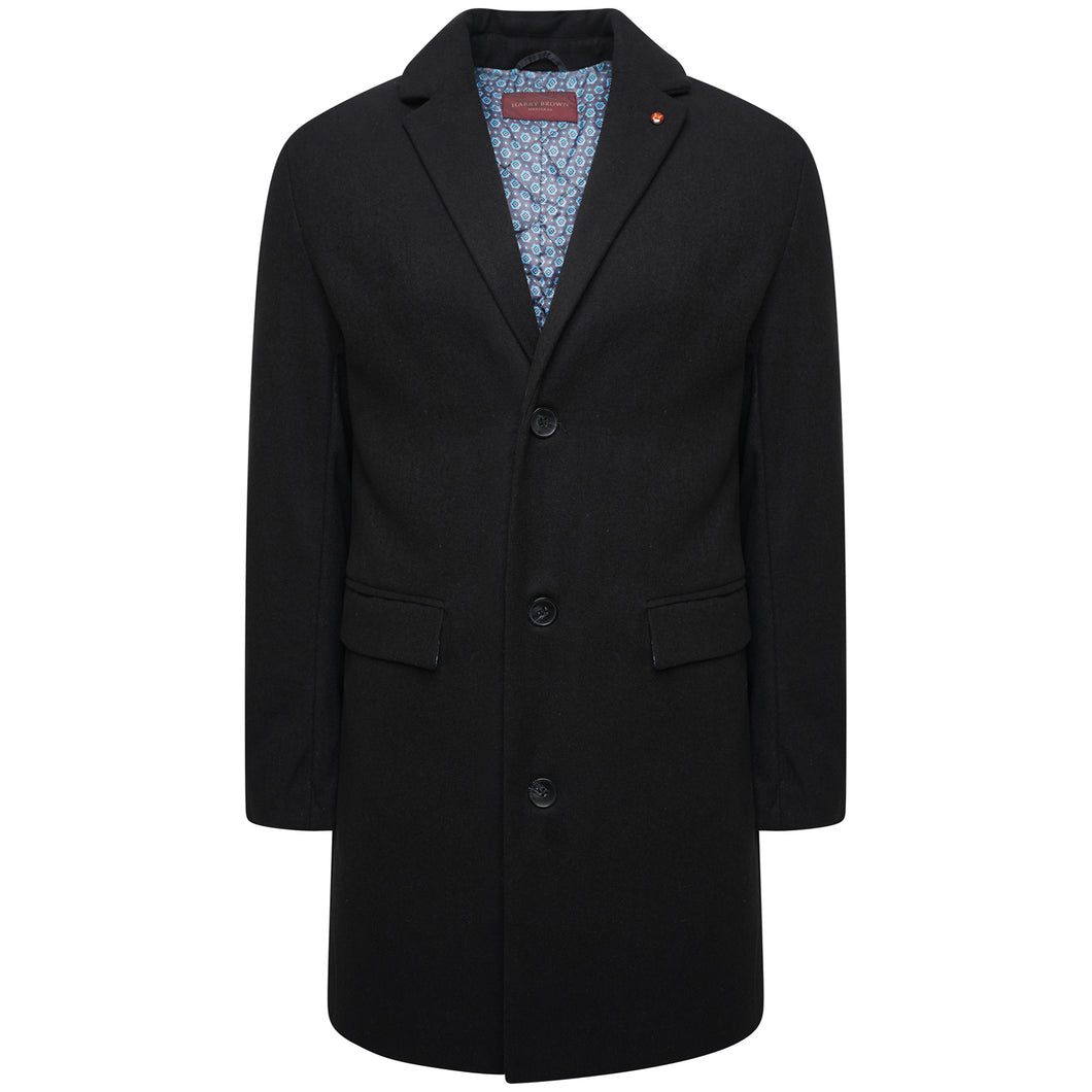 Harry Brown Black Wool Overcoat RRP £135