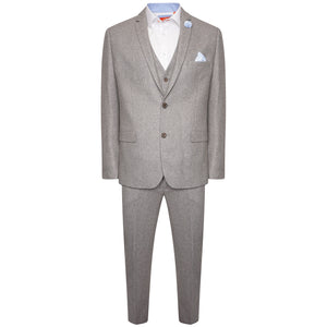 Harry Brown Three Piece Slim Fit Wool Suit in Grey RRP £299
