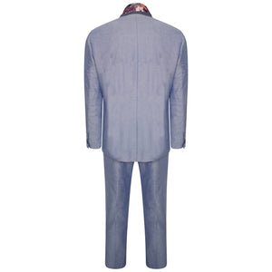Harry Brown Three Piece Slim Fit Cotton Suit in Blue Mix RRP £259