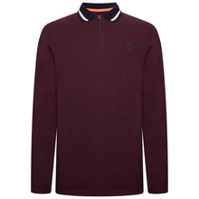 Load image into Gallery viewer, Grey Hawk Long Sleeve Zip Neck Polo Pique with Chest Badge in Wine RRP £90
