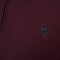 Grey Hawk Long Sleeve Zip Neck Polo Pique with Chest Badge in Wine RRP £90