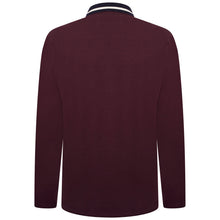 Load image into Gallery viewer, Extra-Tall Grey Hawk Long Sleeve Zip Neck Polo Pique with Chest Badge in Wine RRP £90
