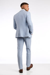 Ralph Wool Tweed Three Piece Slim Fit Suit in Sky Blue RRP £299