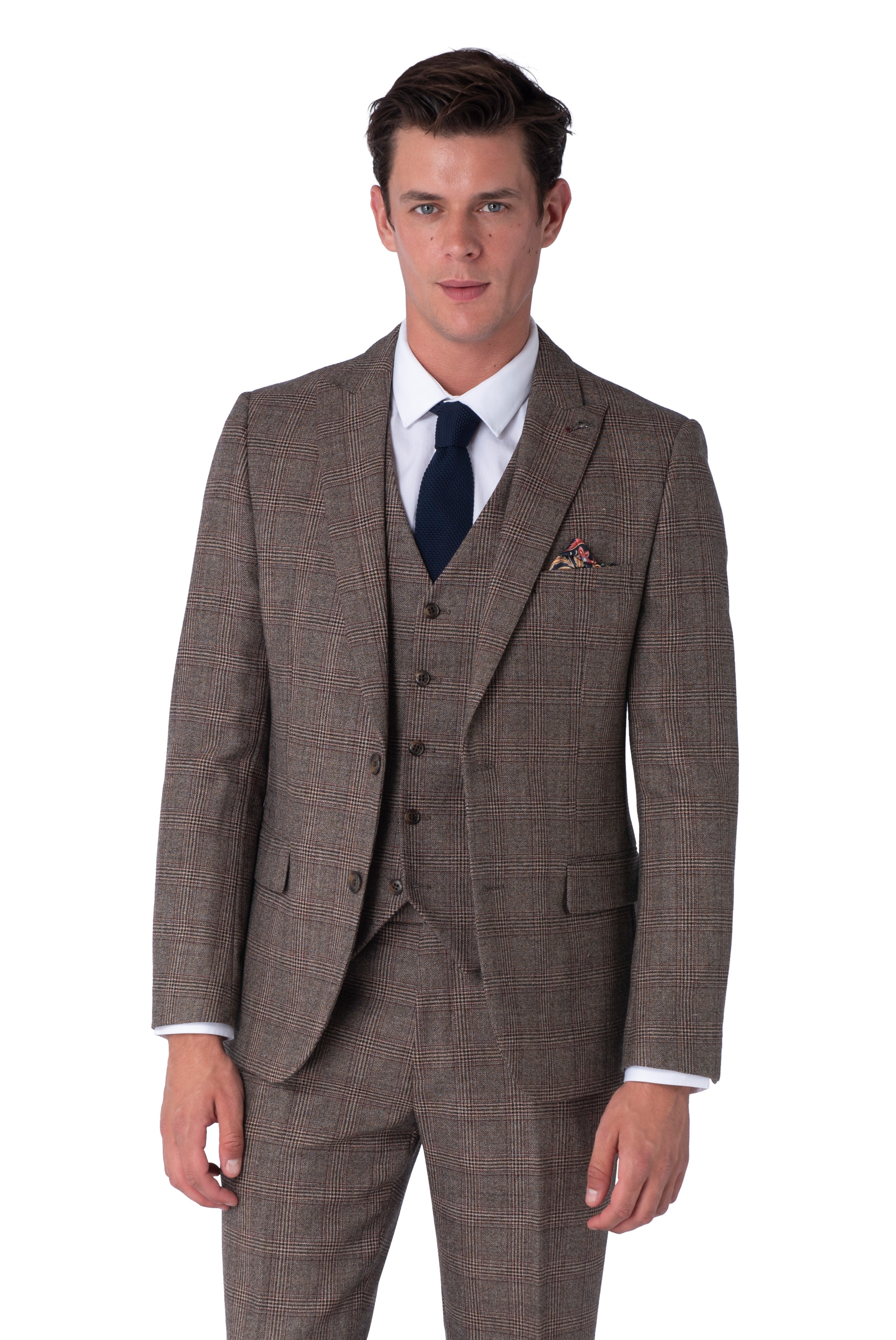 Jude Harry Brown Brown Check 100% Wool Suit RRP £299