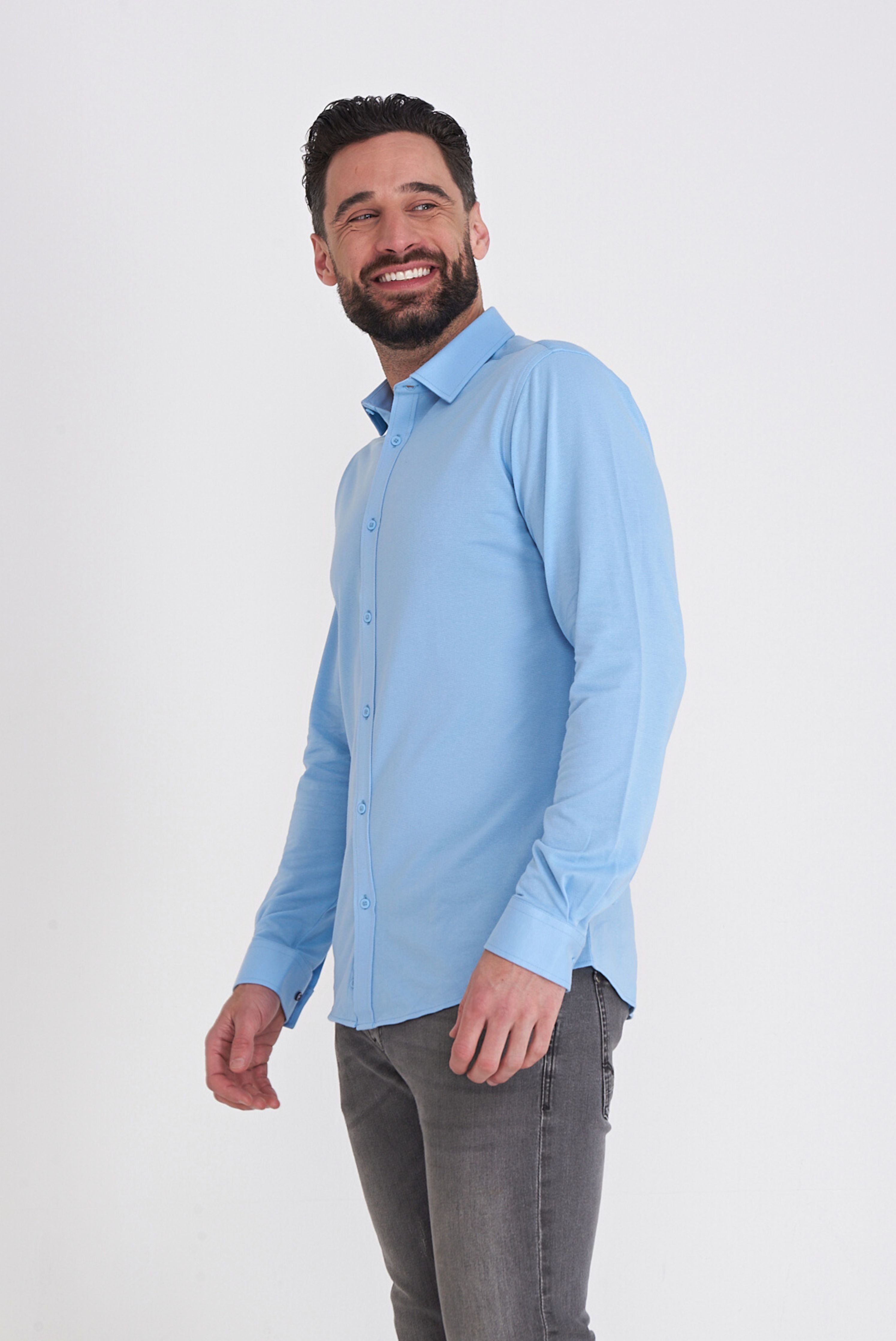 Harry Brown Pique Shirt in Light Blue RRP £80